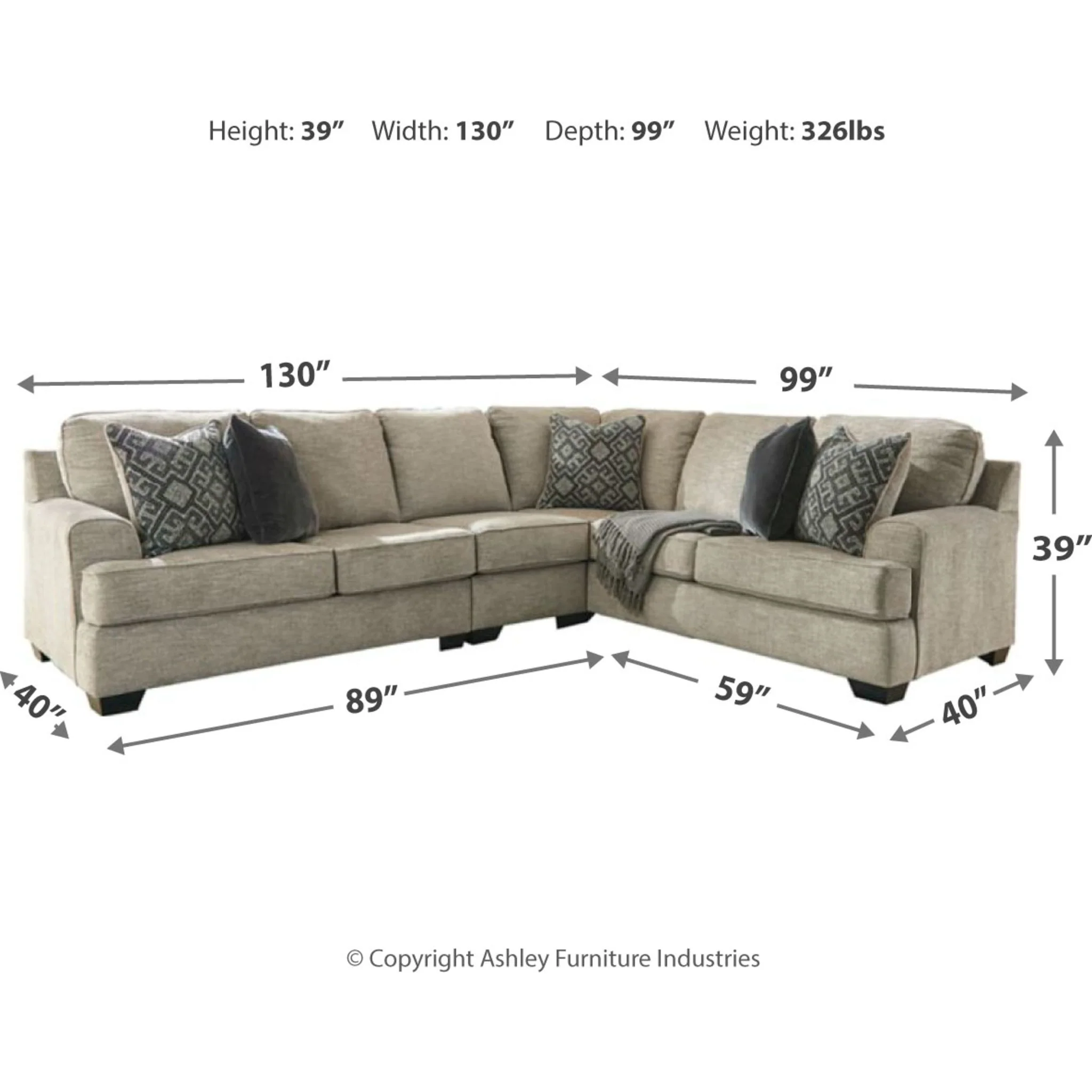 Bovarian 3 Piece Sectional - Image 5