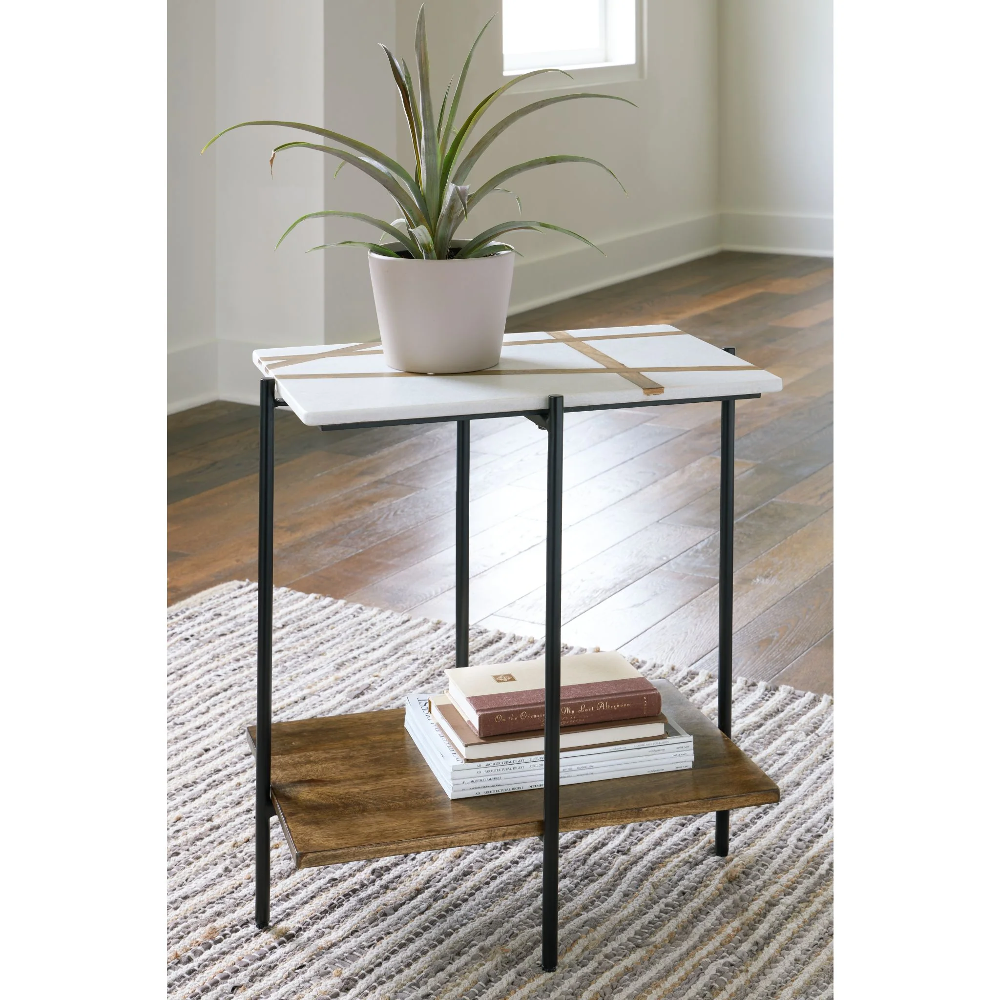 Braxmore Accent Table - White/Light Brown - Image 2
