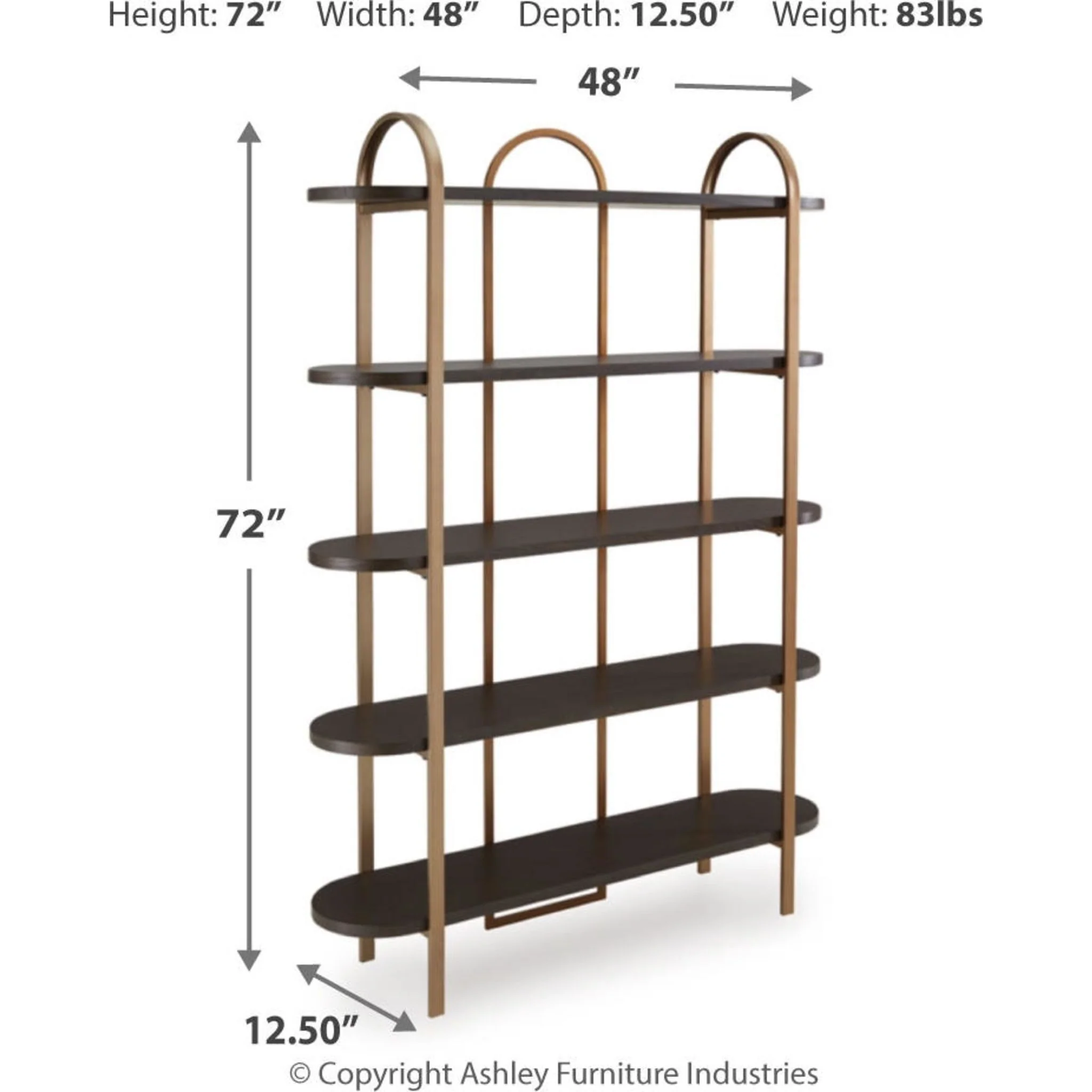 Brentmour Bookcase - Brown/Gold Finish - Image 3