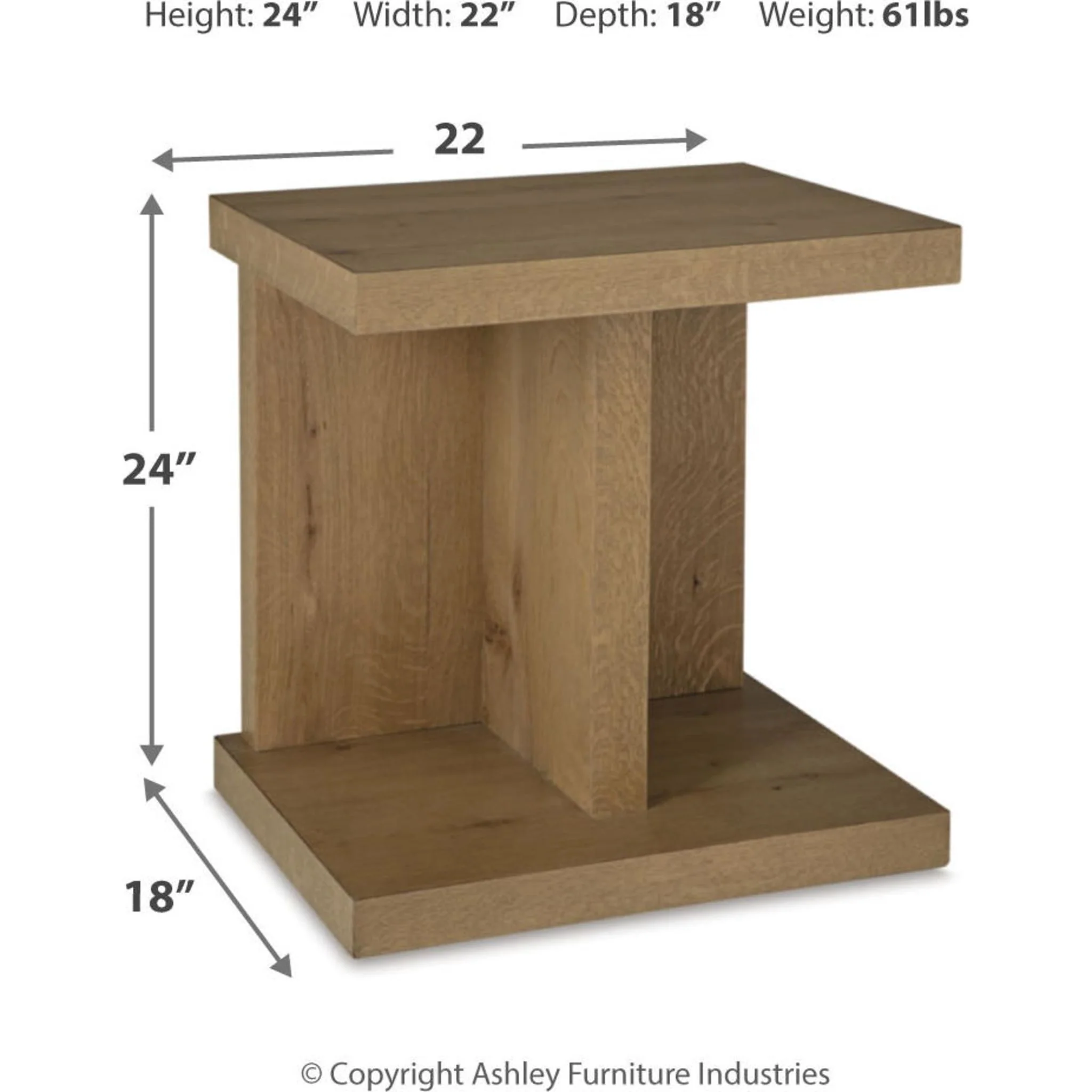 Brinstead Chair Side End Table - Light Brown - Image 9