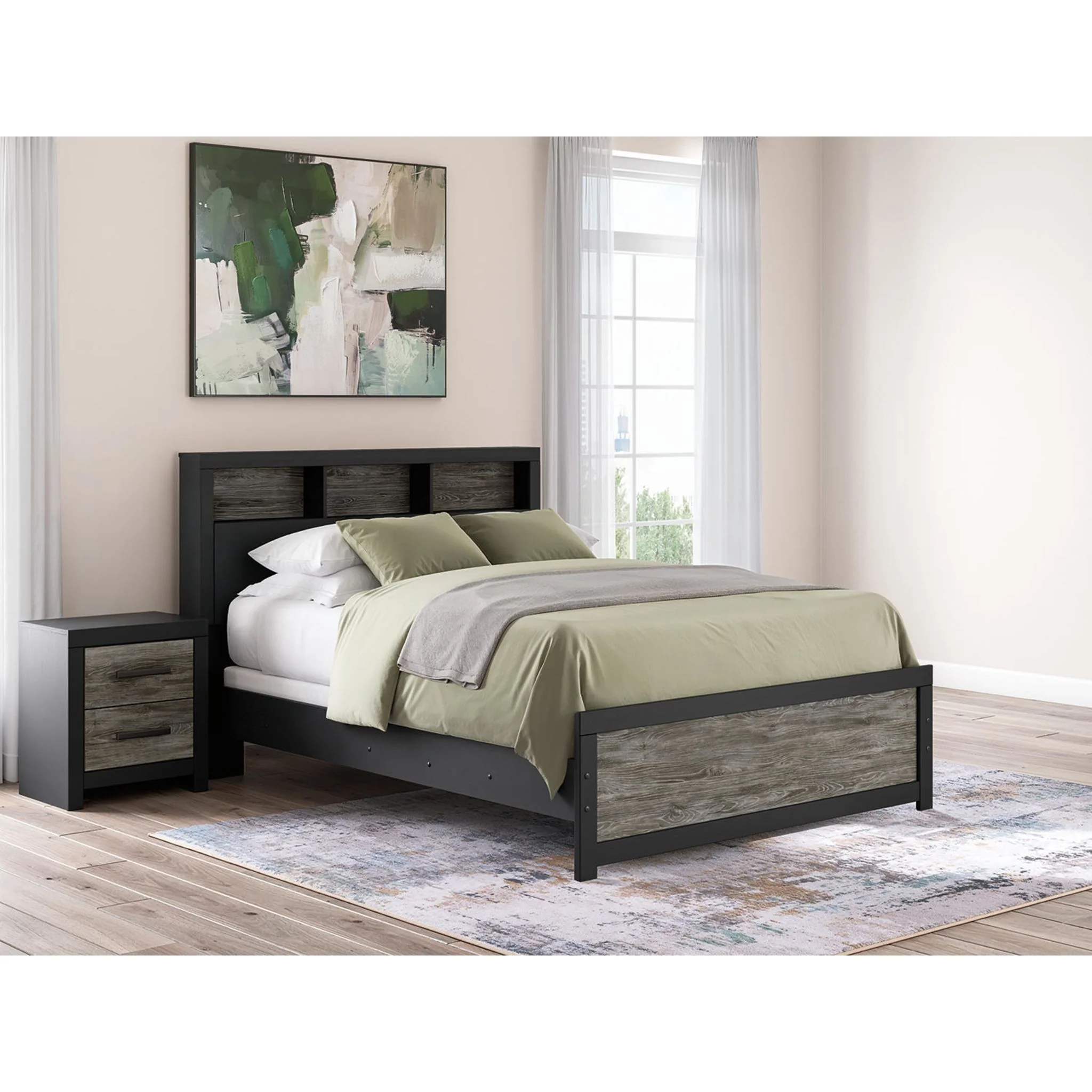 Broachmyn Queen Bookcase Bed - Black/Gray - Image 9