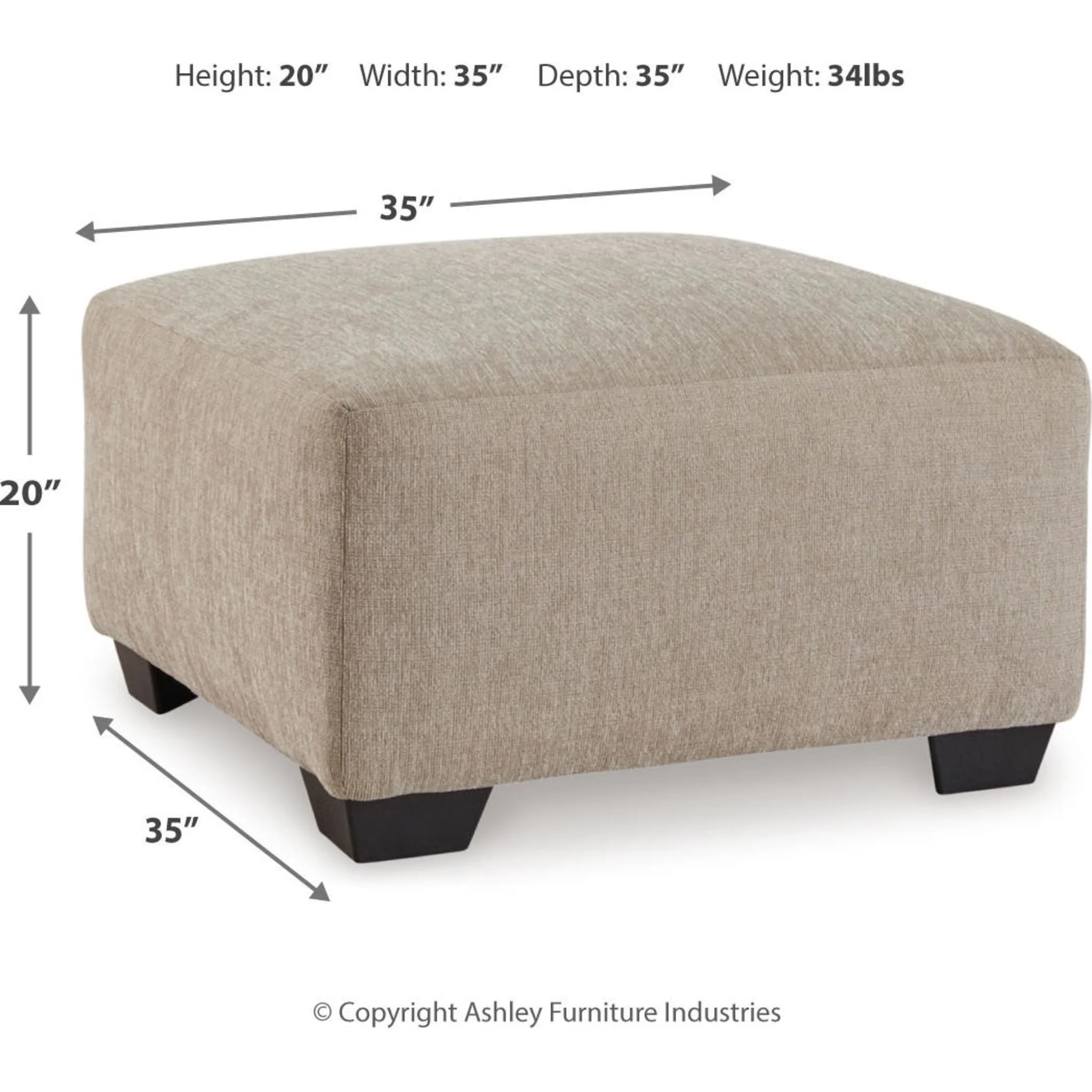 Brogan Bay Oversized Accent Ottoman - Cork - Image 5