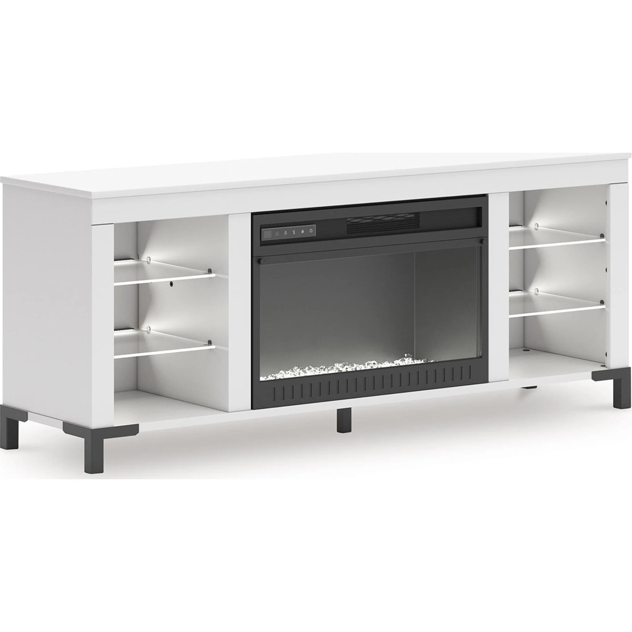 Brollevi TV Stand with Fireplace - White - Image 10