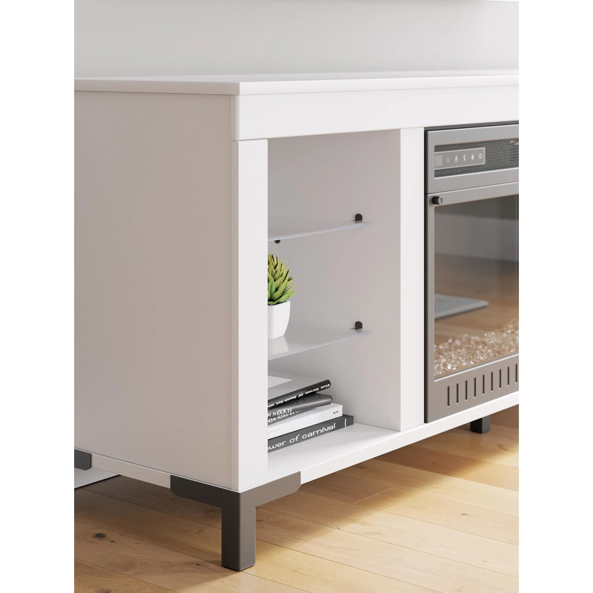 Brollevi TV Stand with Fireplace - White - Image 12