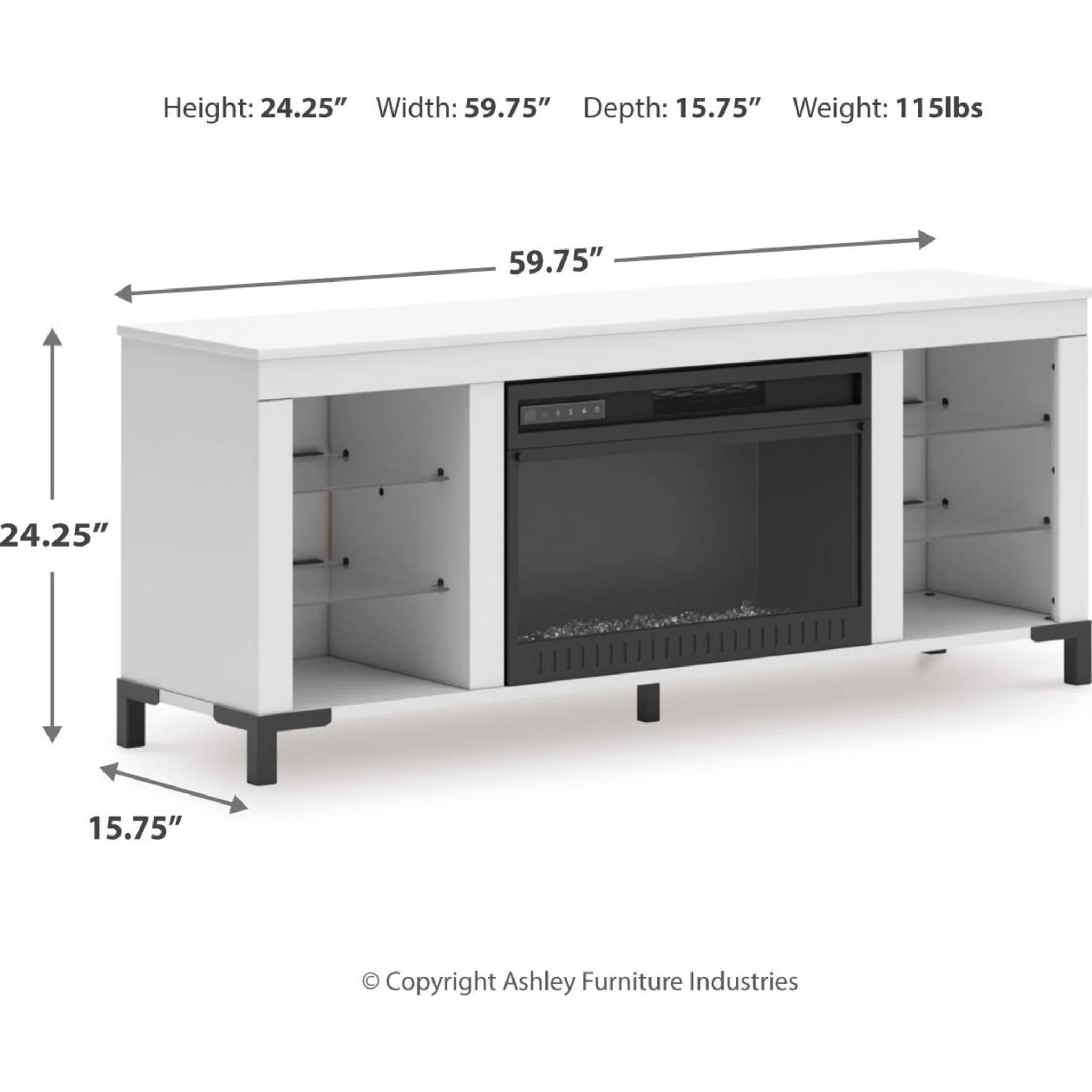 Brollevi TV Stand with Fireplace - White - Image 3