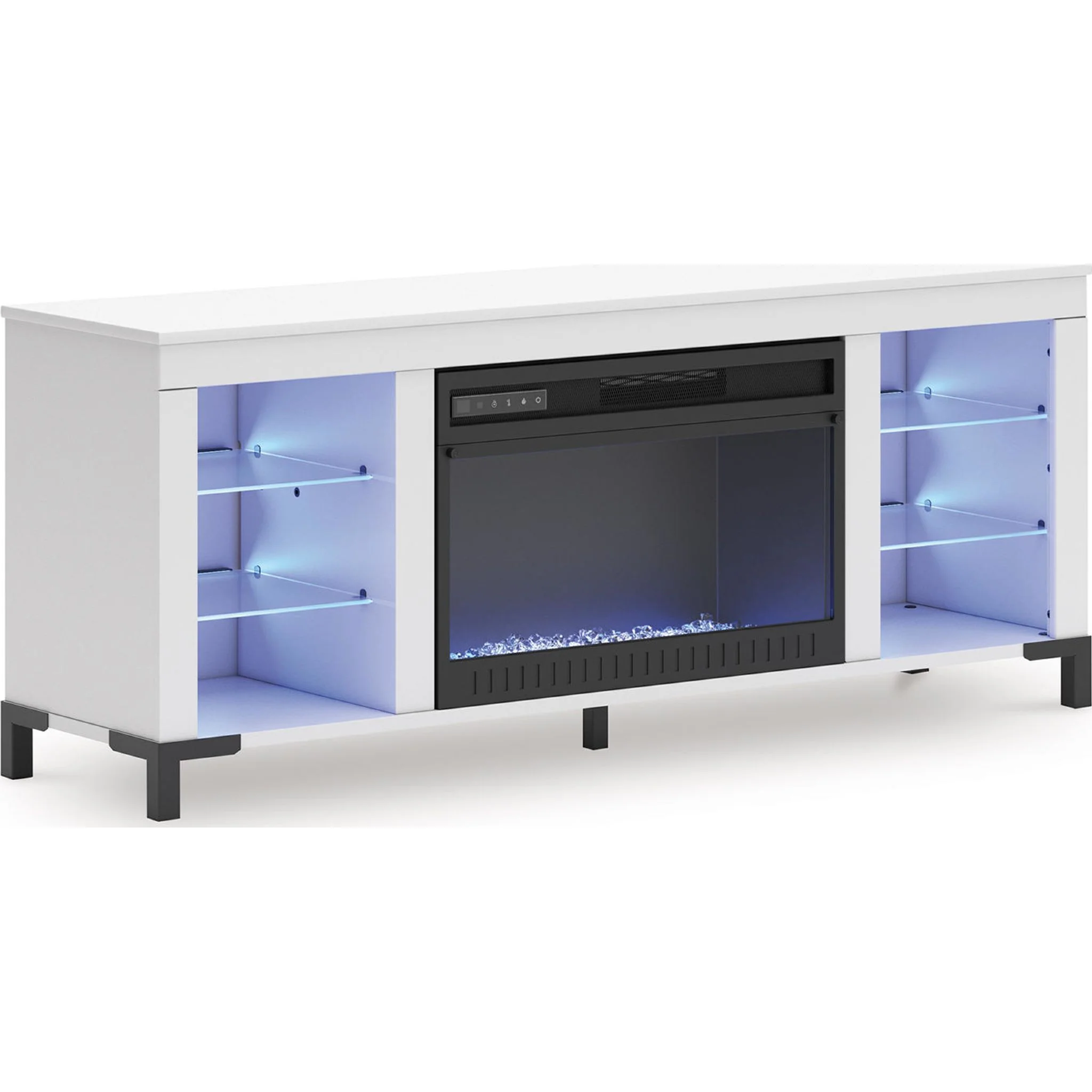 Brollevi TV Stand with Fireplace - White - Image 8