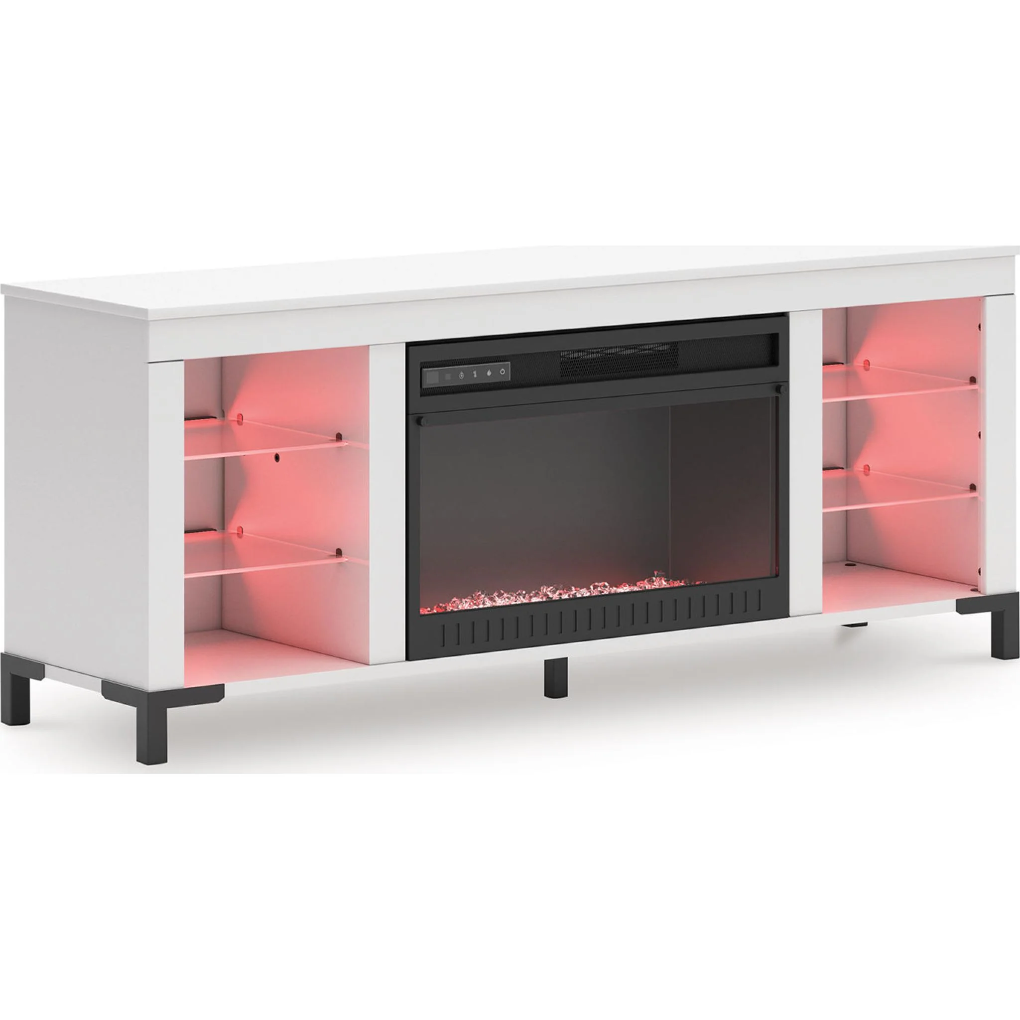 Brollevi TV Stand with Fireplace - White - Image 9