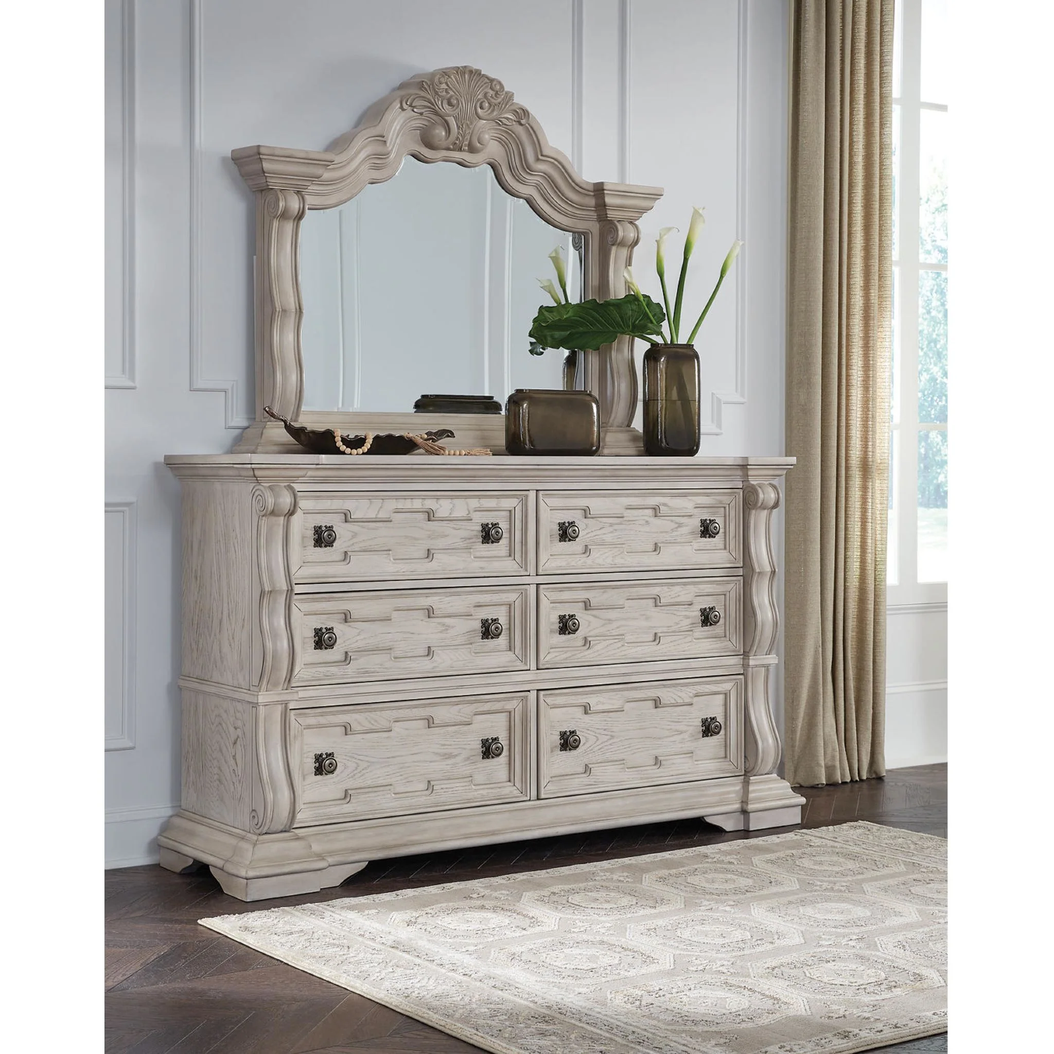 Bruchandi 6 Piece King Panel Bedroom - Antique White - Image 4