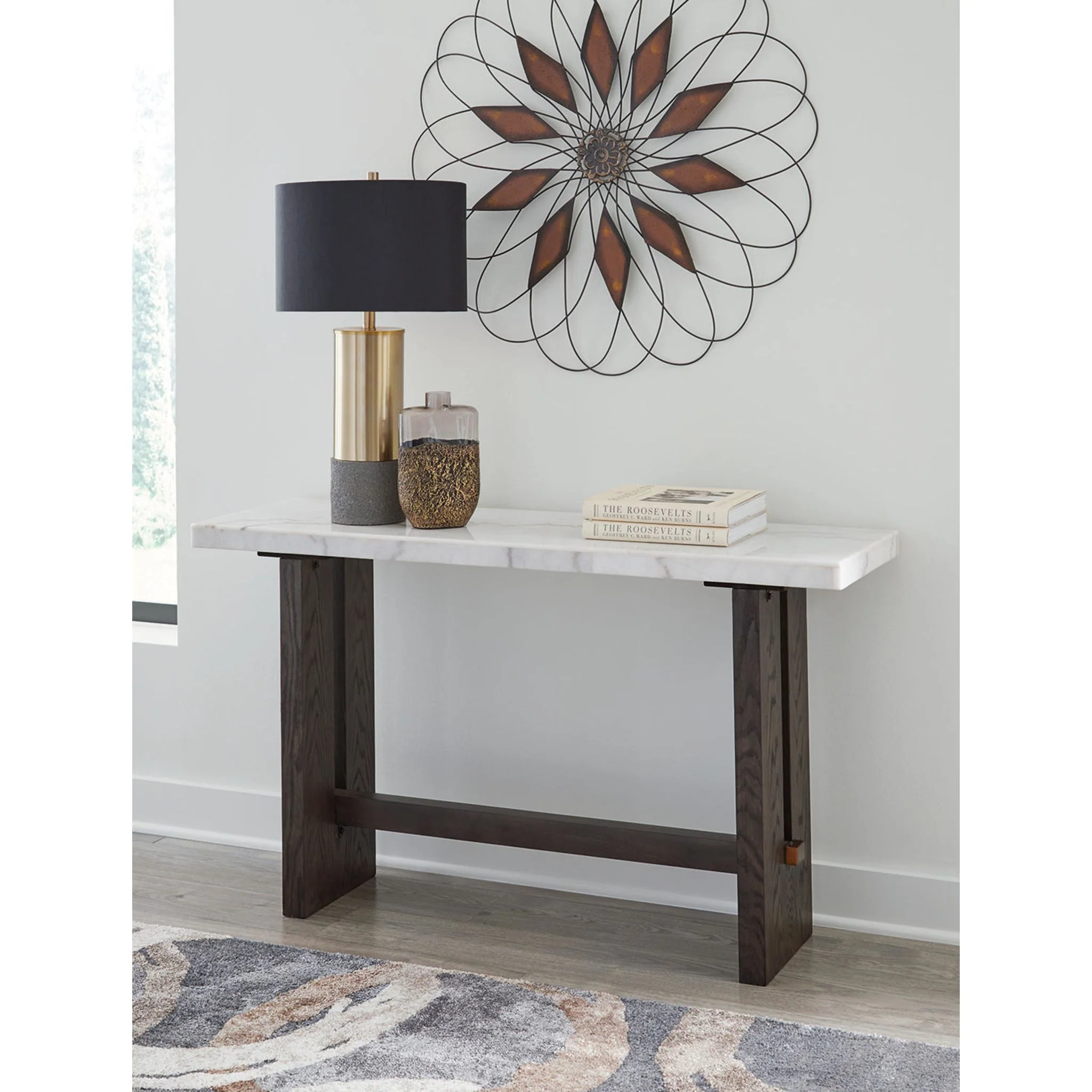 Burkhaus Sofa Table - White/Dark Brown - Image 2