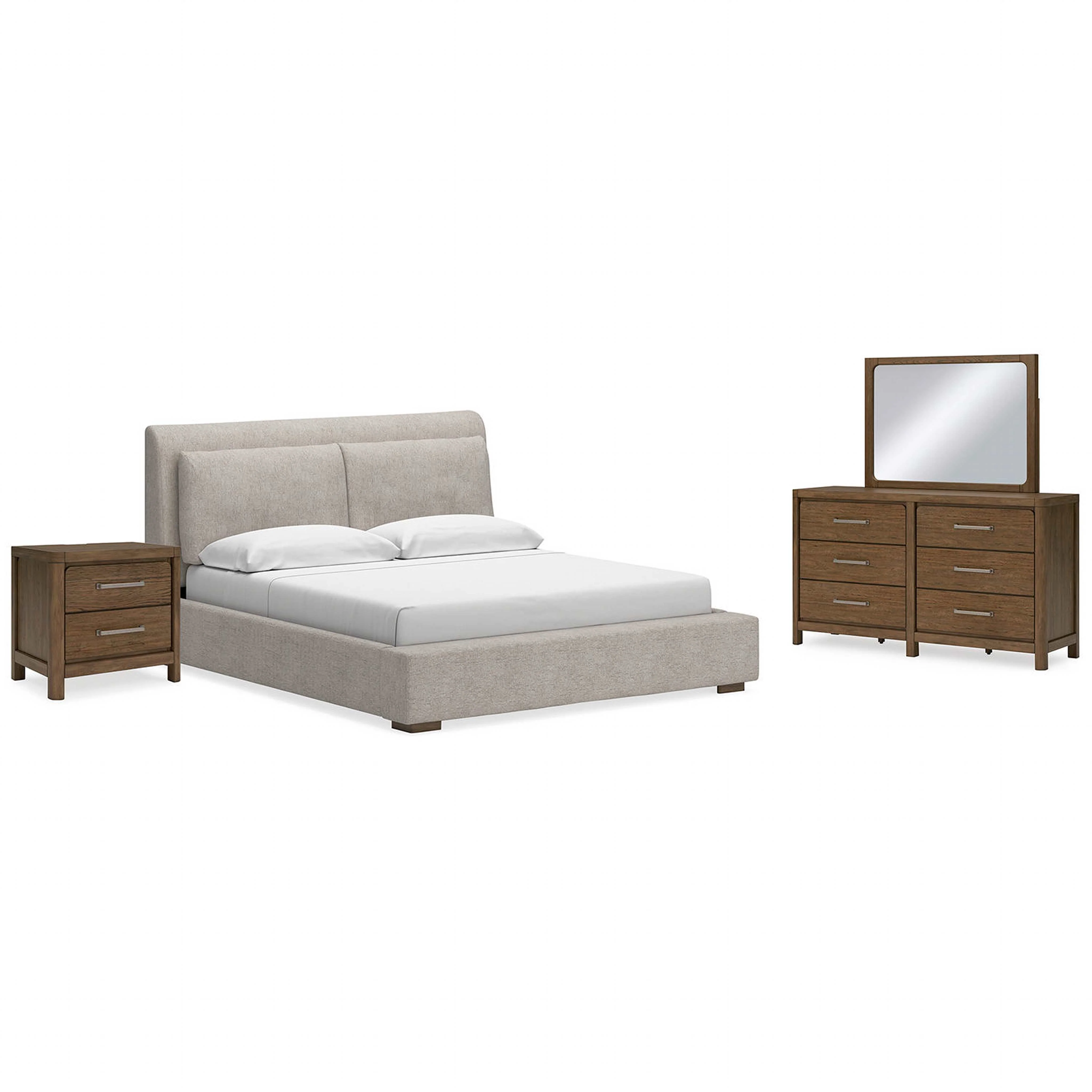 Cabalynn 6 Piece Upholstered Bedroom - Light Brown - Image 30