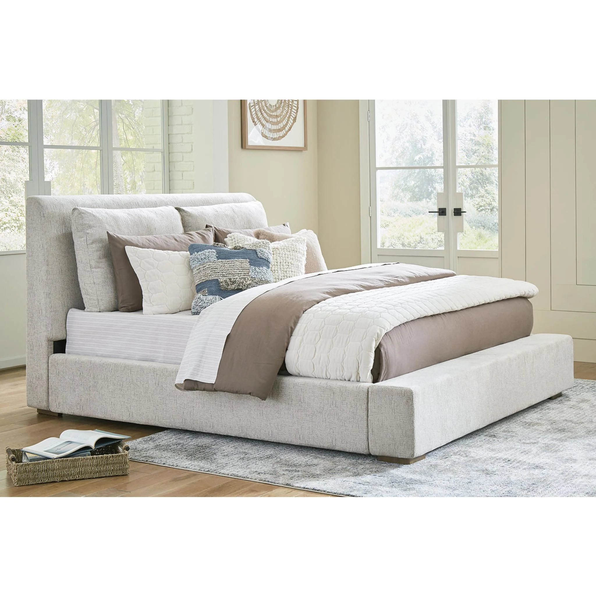 Cabalynn 6 Piece Upholstered Bedroom - Light Brown - Image 59