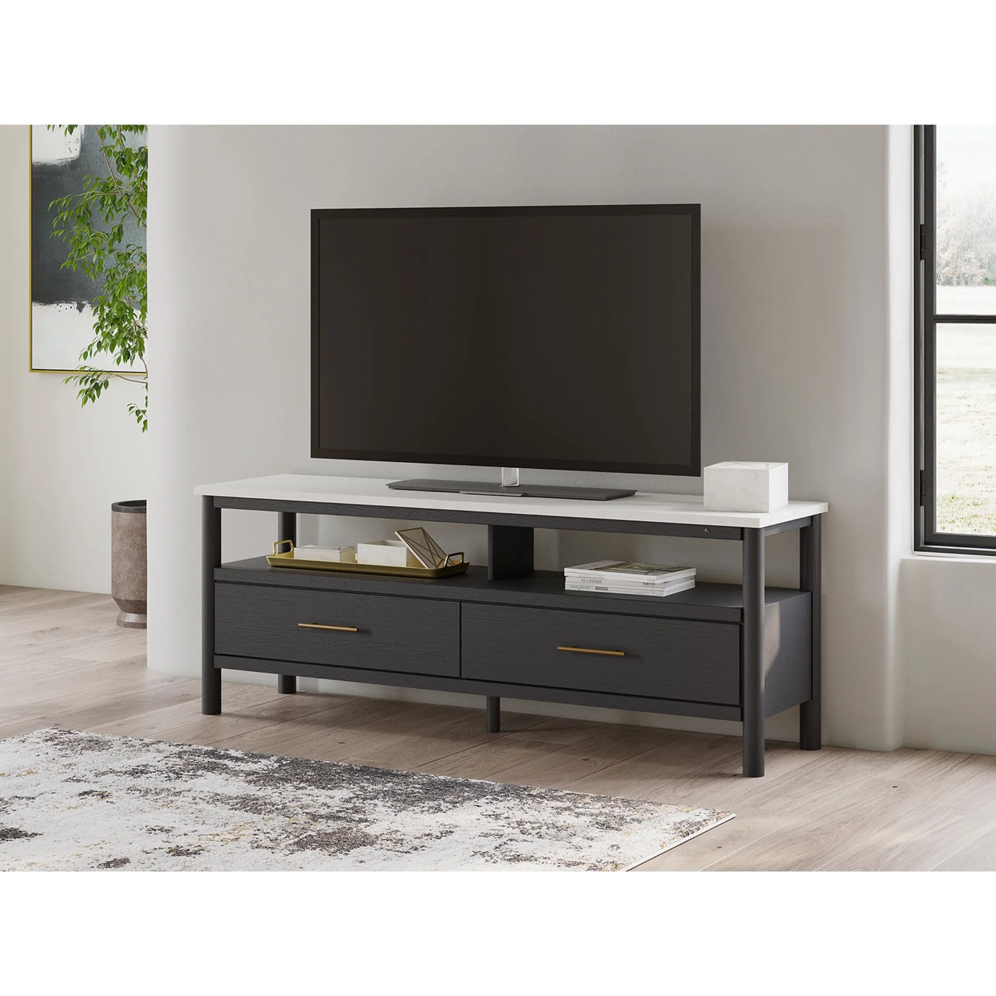 Cadmori TV Stand - Black/White - Image 2