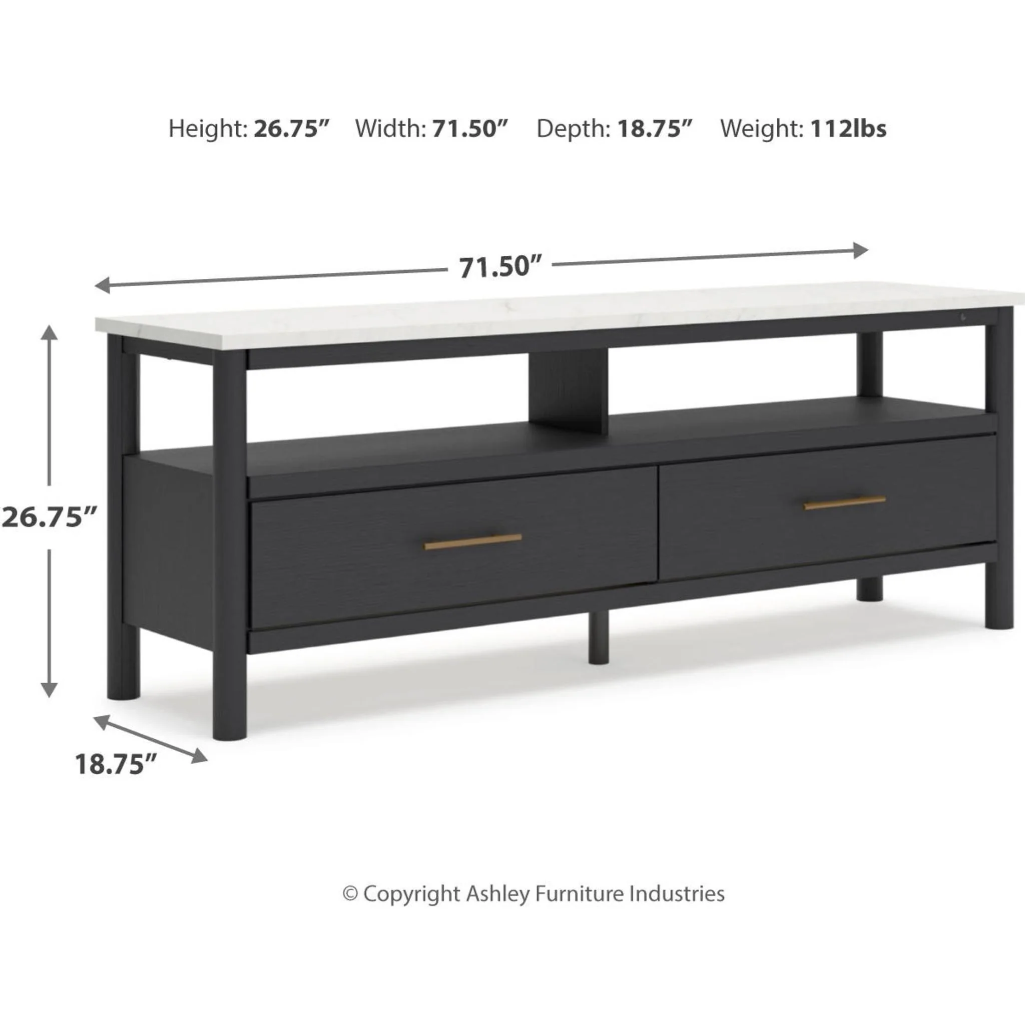 Cadmori TV Stand - Black/White - Image 3