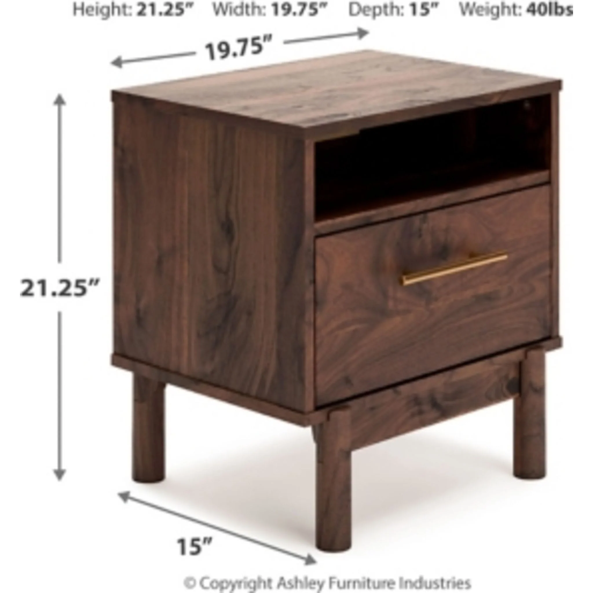 Calverson Nightstand - Mocha - Image 4
