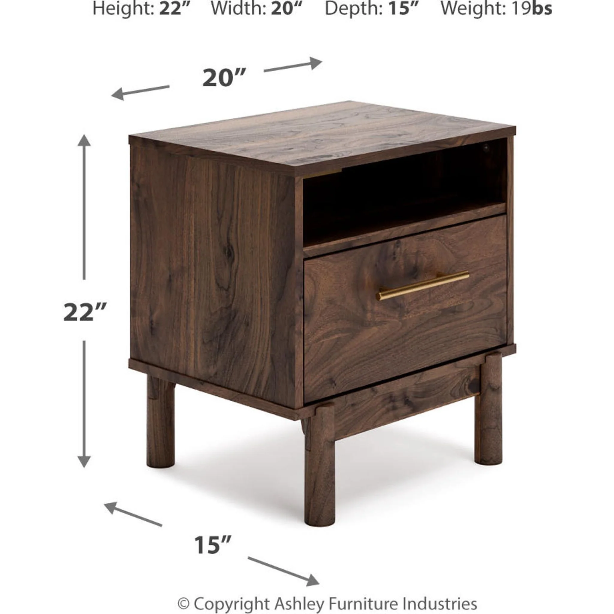 Calverson Nightstand - Mocha - Image 8