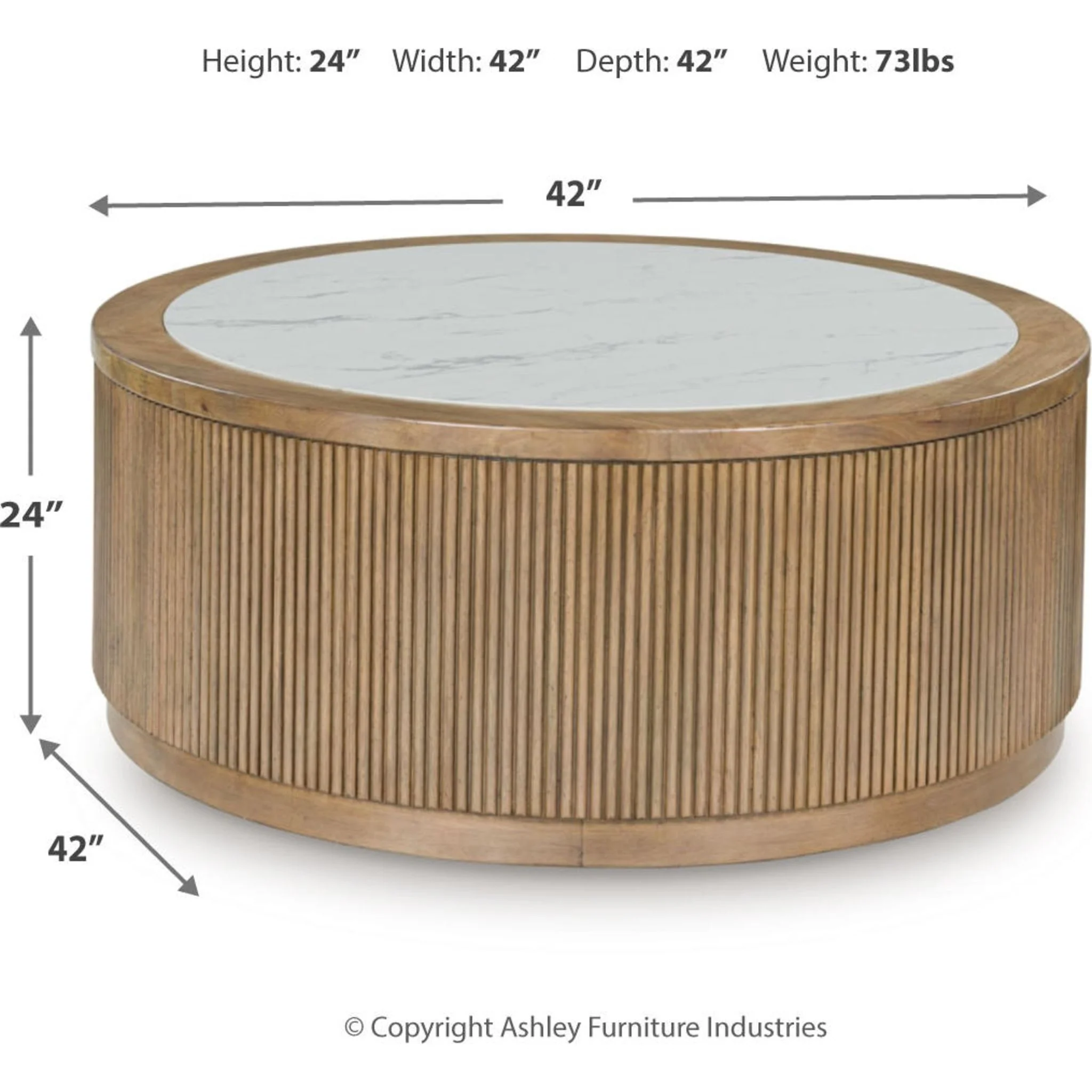 Camdill Coffee Table - Light Brown/White - Image 3