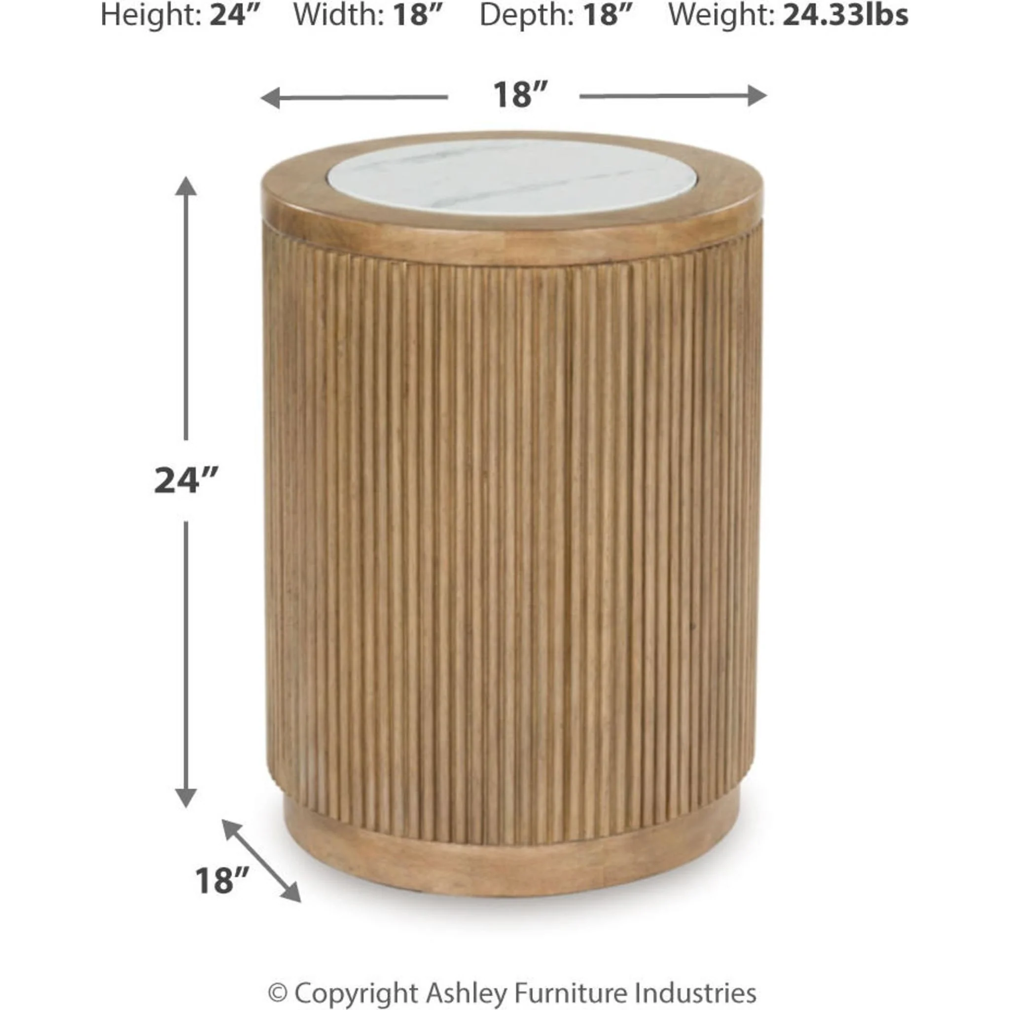 Camdill End Table - Light Brown/White - Image 3
