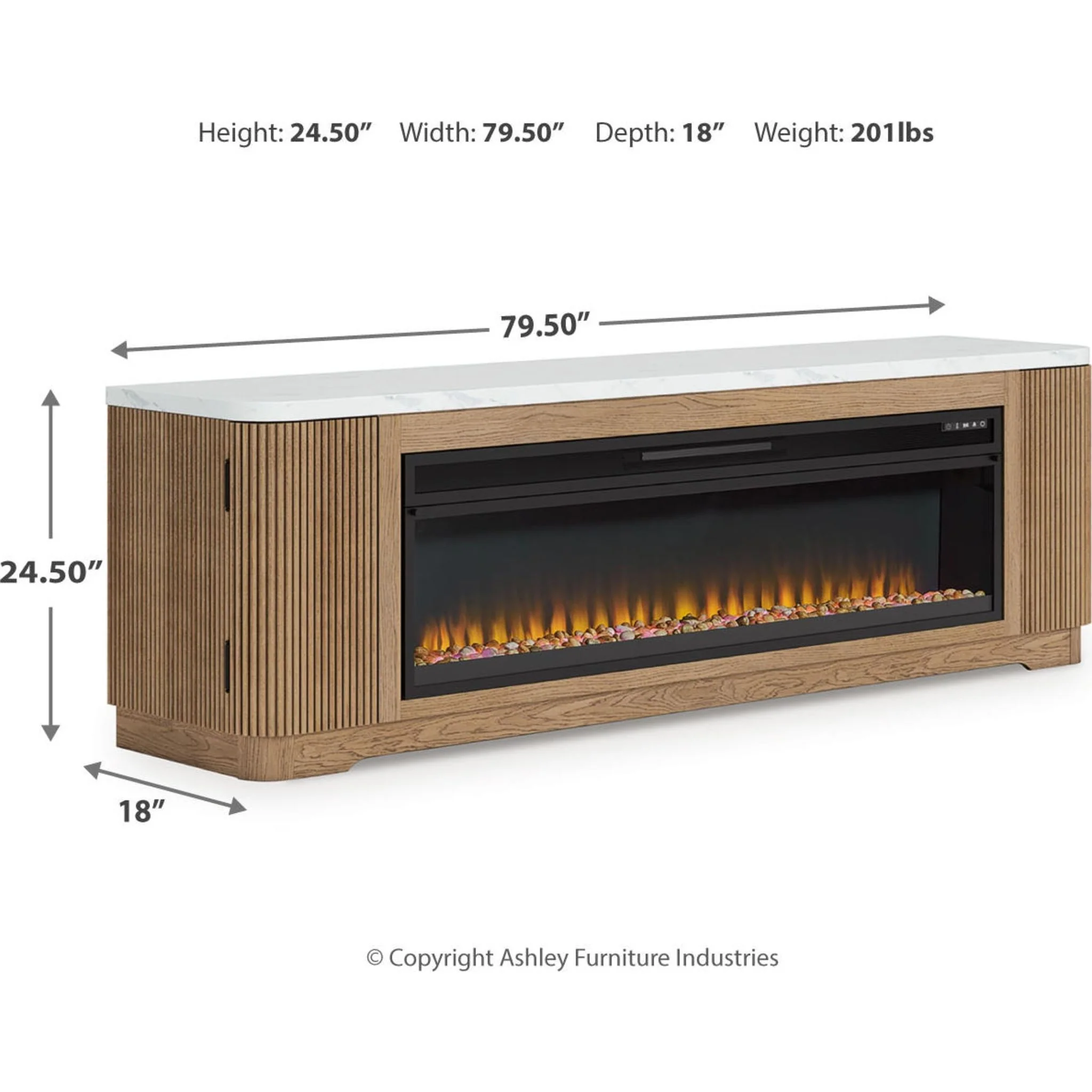 Camdill TV Stand with Fireplace - Light Brown - Image 3