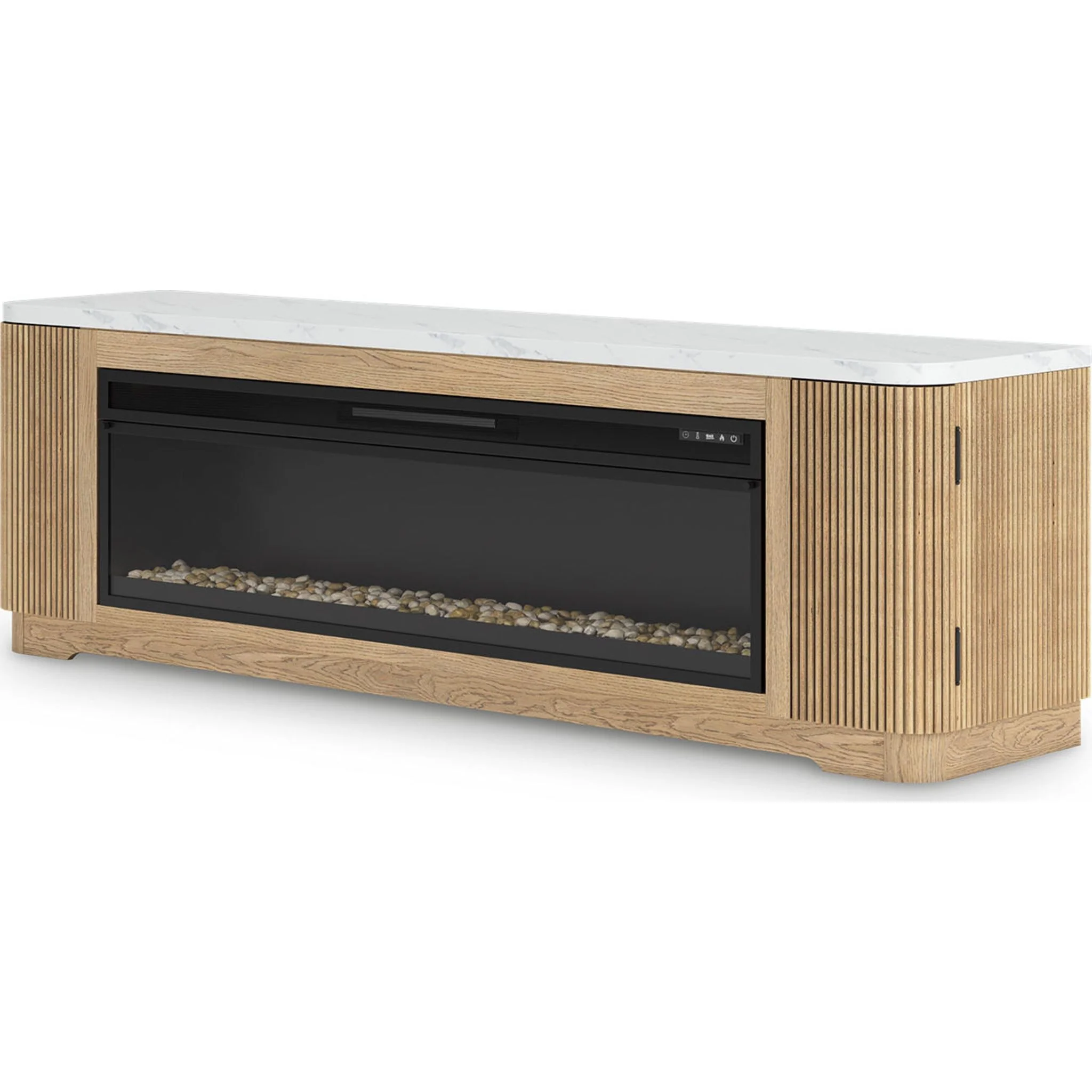 Camdill TV Stand with Fireplace - Light Brown - Image 4