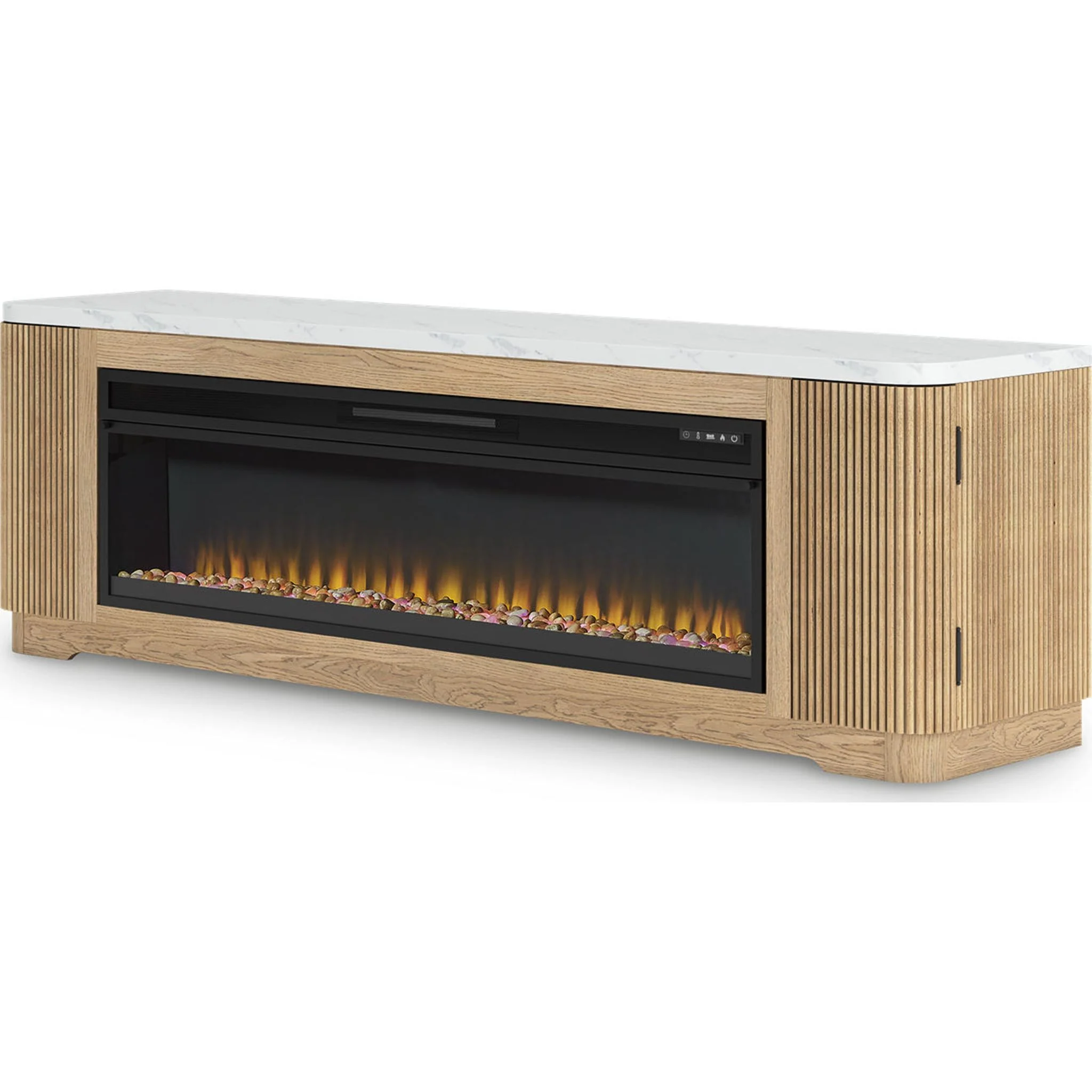 Camdill TV Stand with Fireplace - Light Brown - Image 5