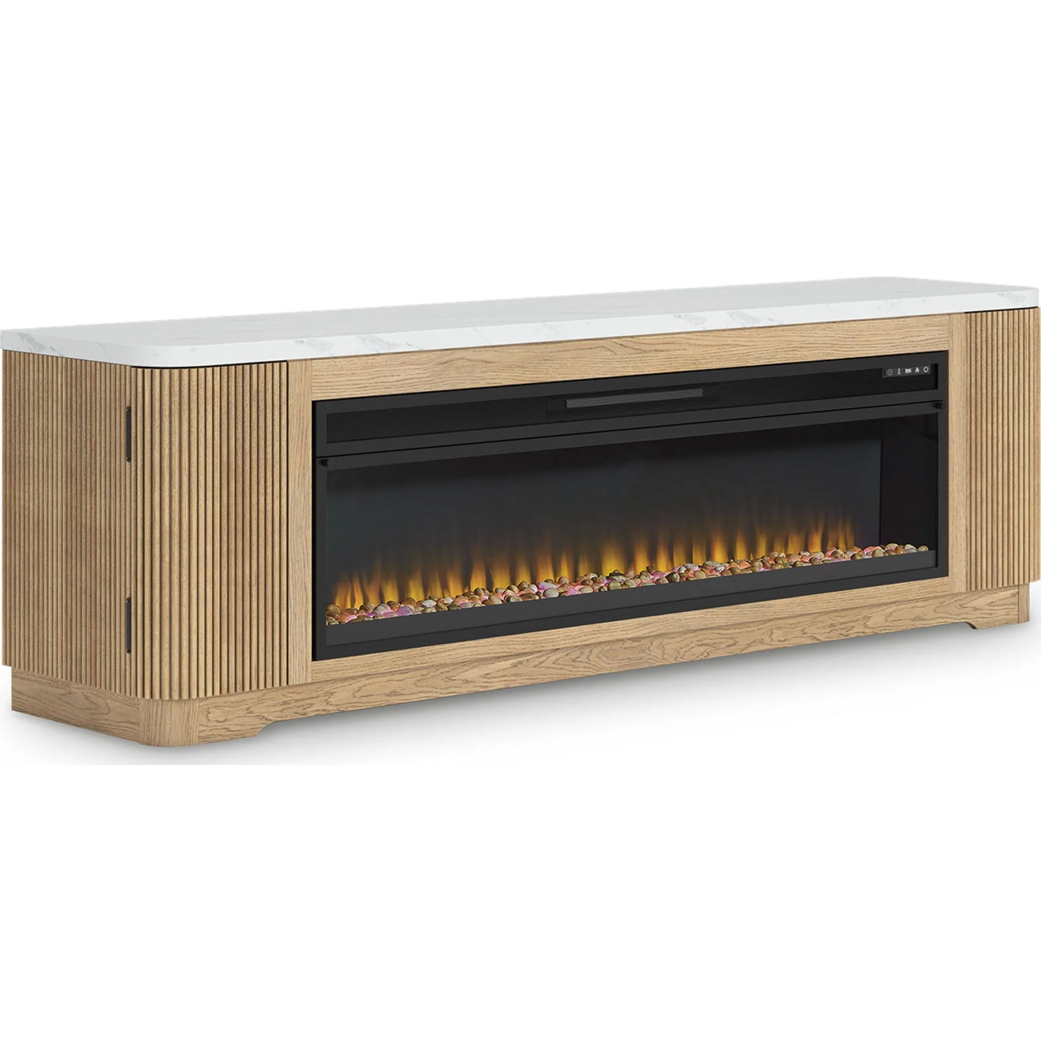 Camdill TV Stand with Fireplace - Light Brown - Image 7