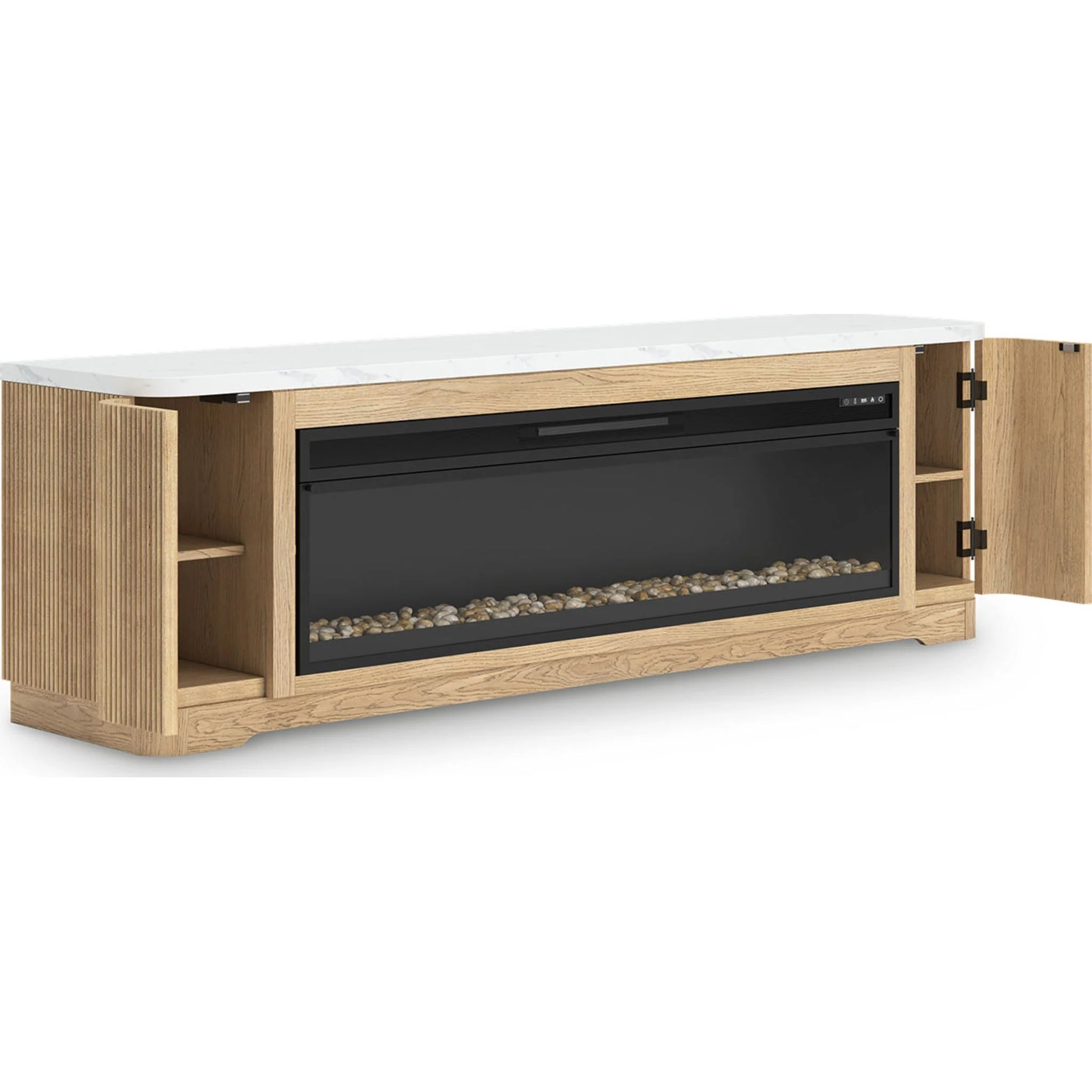 Camdill TV Stand with Fireplace - Light Brown - Image 8