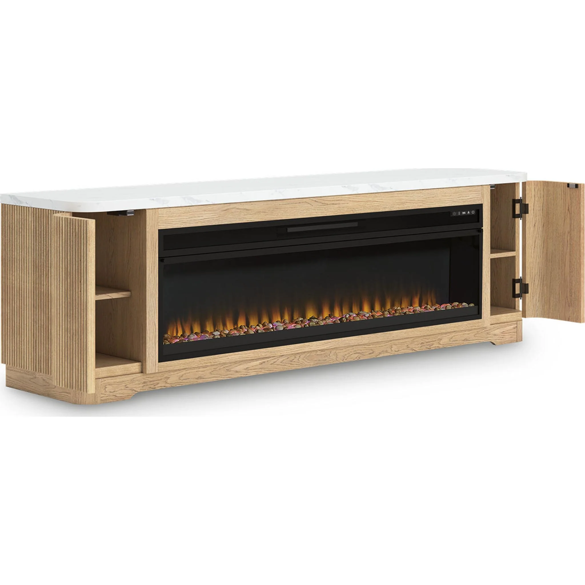 Camdill TV Stand with Fireplace - Light Brown - Image 9