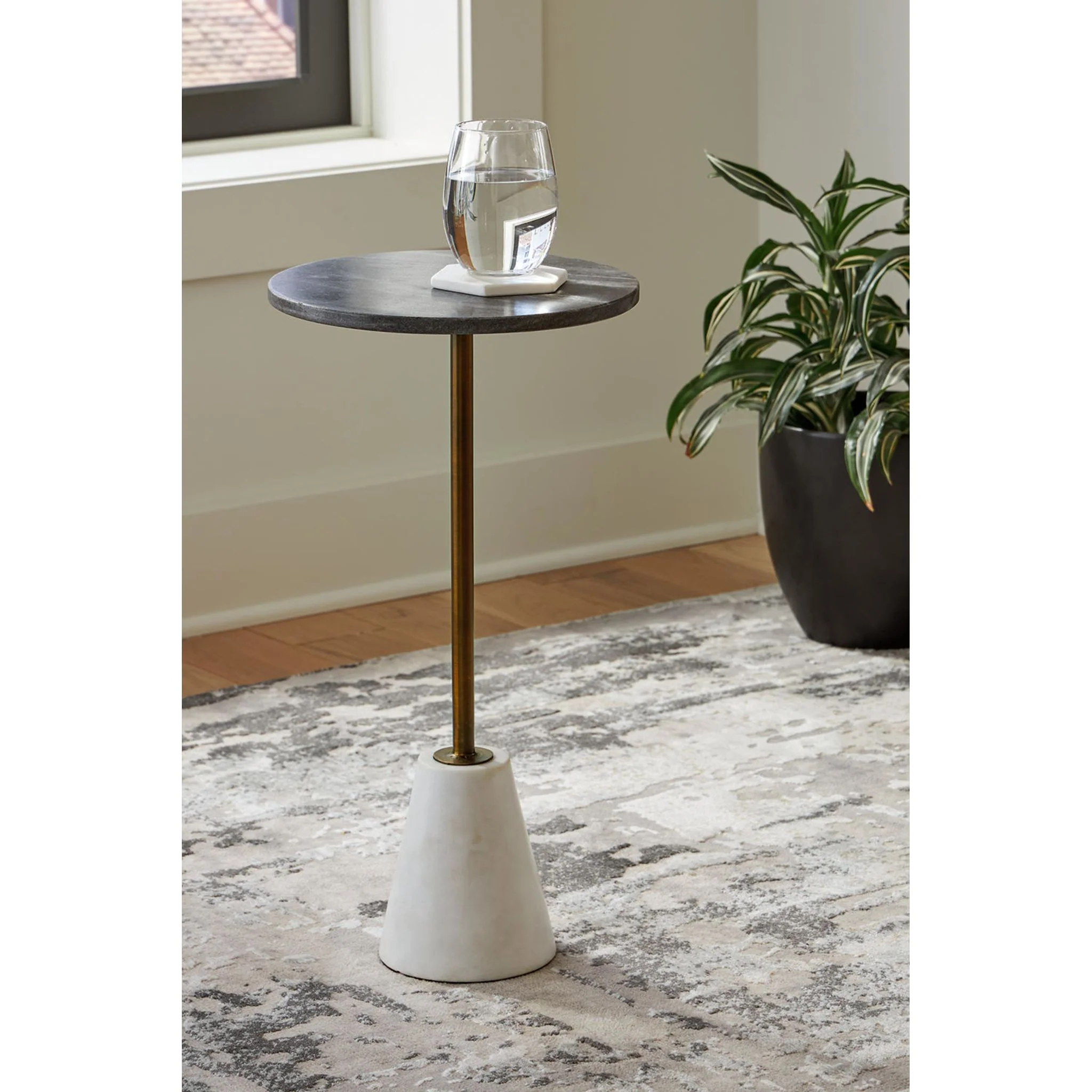 Caramont Accent Table - Black/White/Gold Finish - Image 2