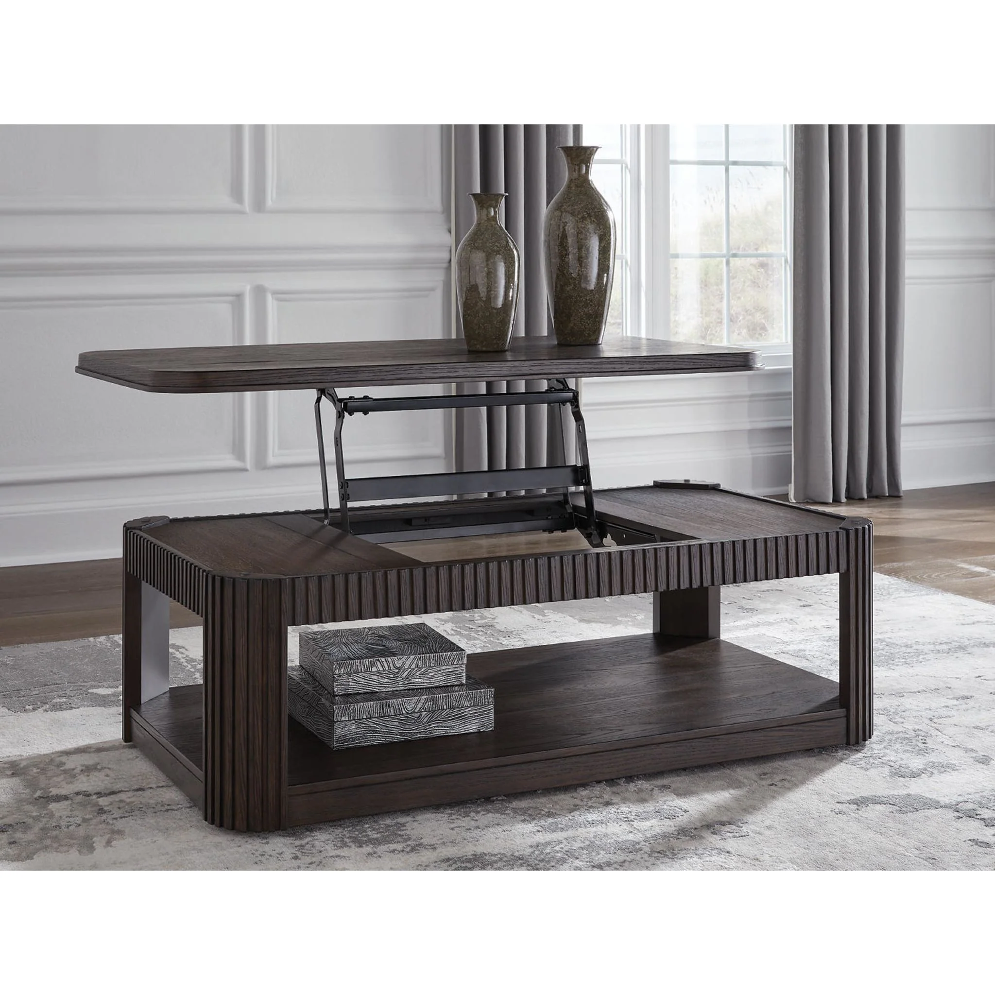 Carlibrie Lift-Top Coffee Table - Warm Brown - Image 8