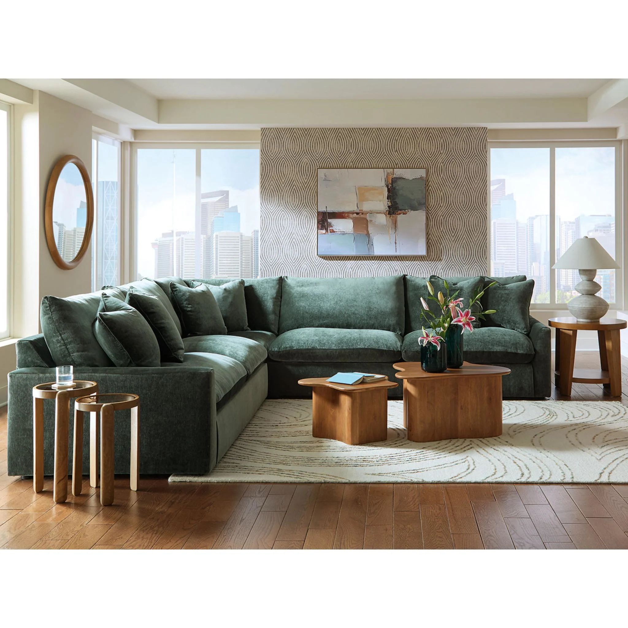 Carriage View 3 Piece Sectional - Jade - Image 2
