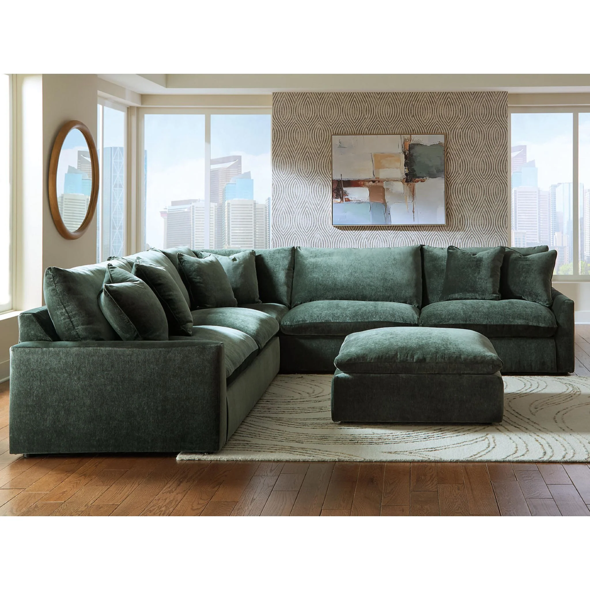 Carriage View 3 Piece Sectional - Jade - Image 4