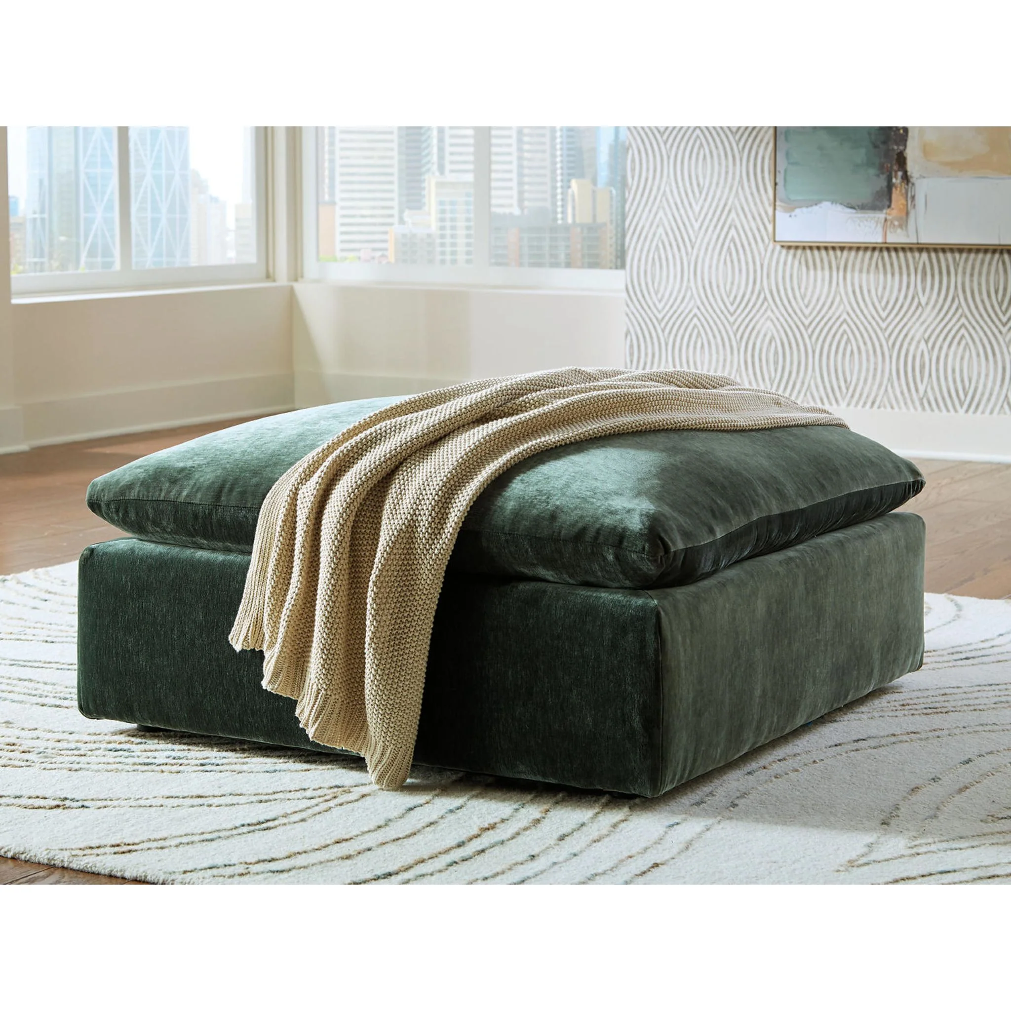 Carriage View Oversized Accent Ottoman - Jade - Image 2