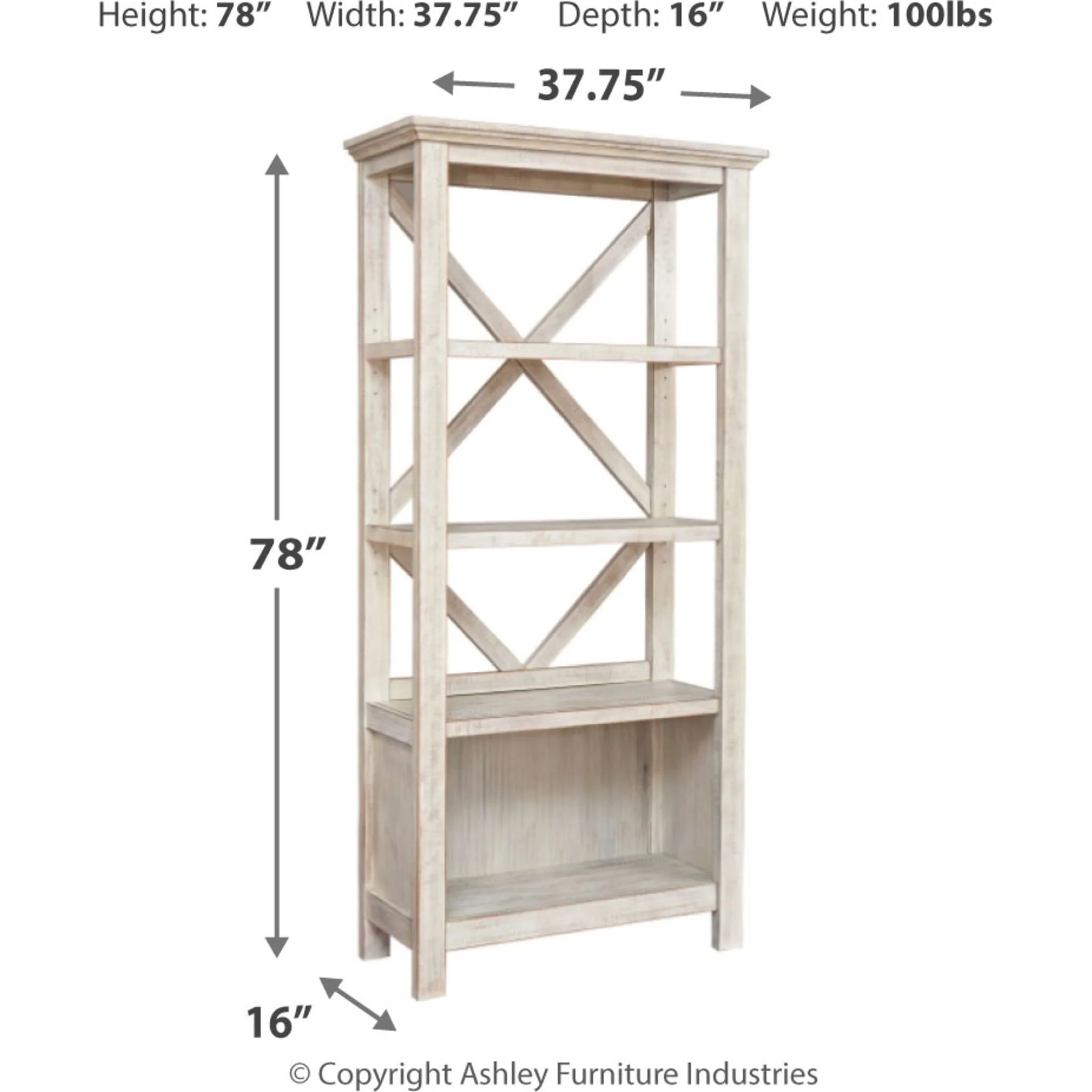 Carynhurst Bookcase - Whitewash - Image 4