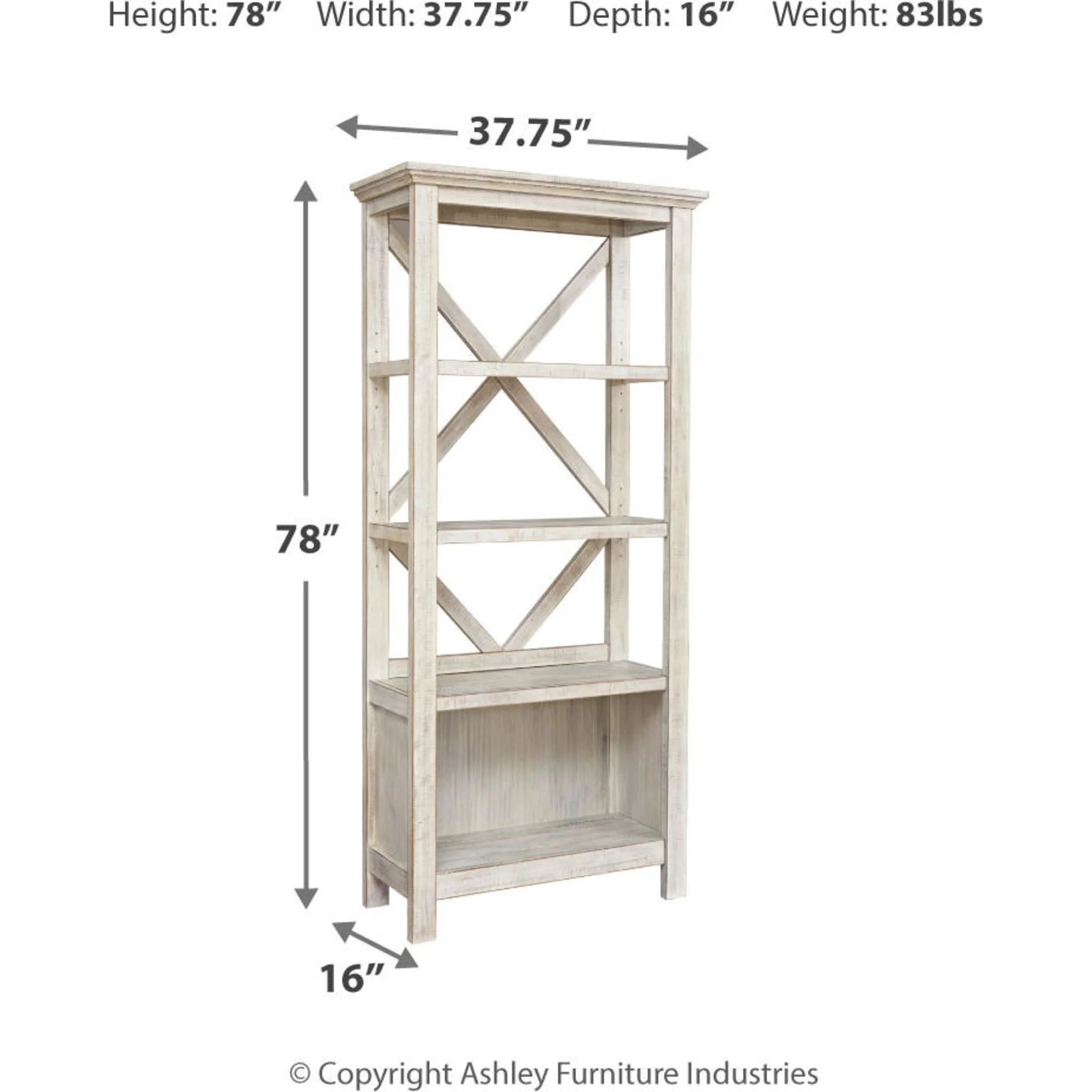 Carynhurst Bookcase - Whitewash - Image 8