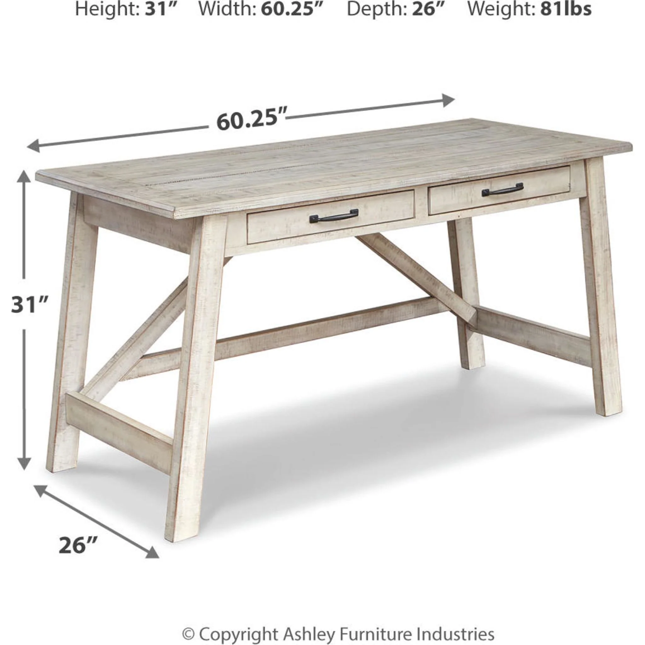 Carynhurst Desk - Whitewash - Image 19