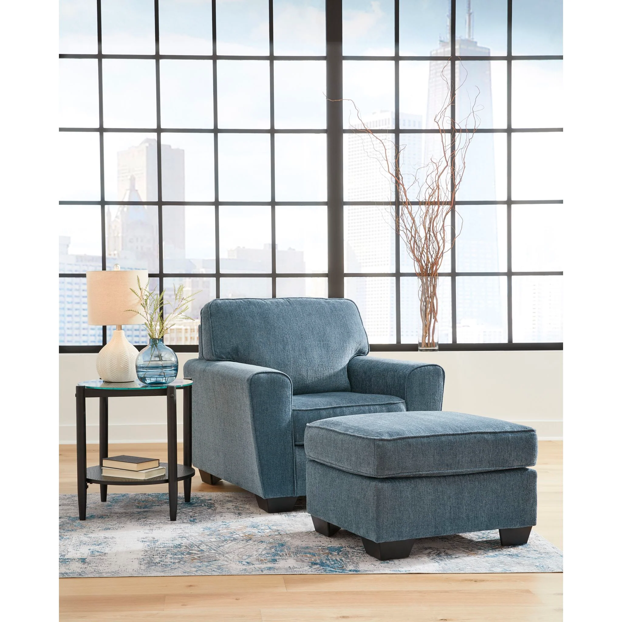 Cashton Ottoman - Blue - Image 5