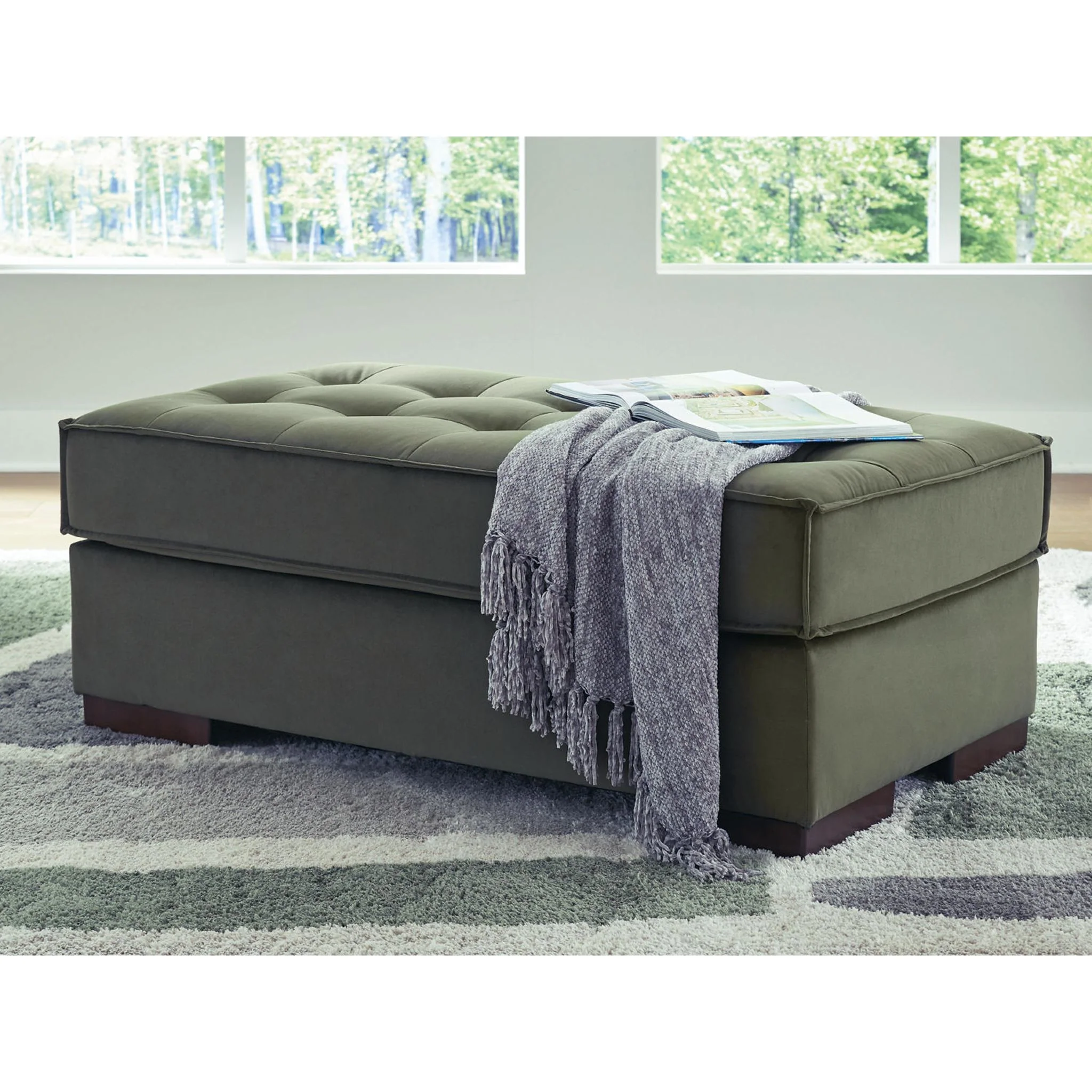 Caspian-Town Oversized Accent Ottoman - Olive - Image 2