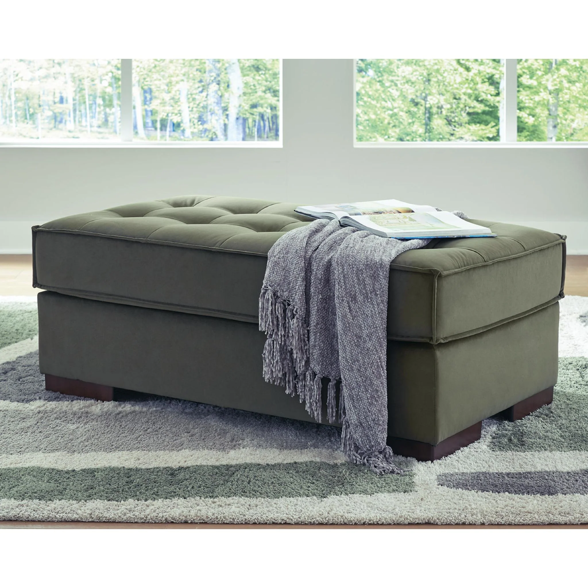 Caspian-Town Oversized Accent Ottoman - Olive - Image 8