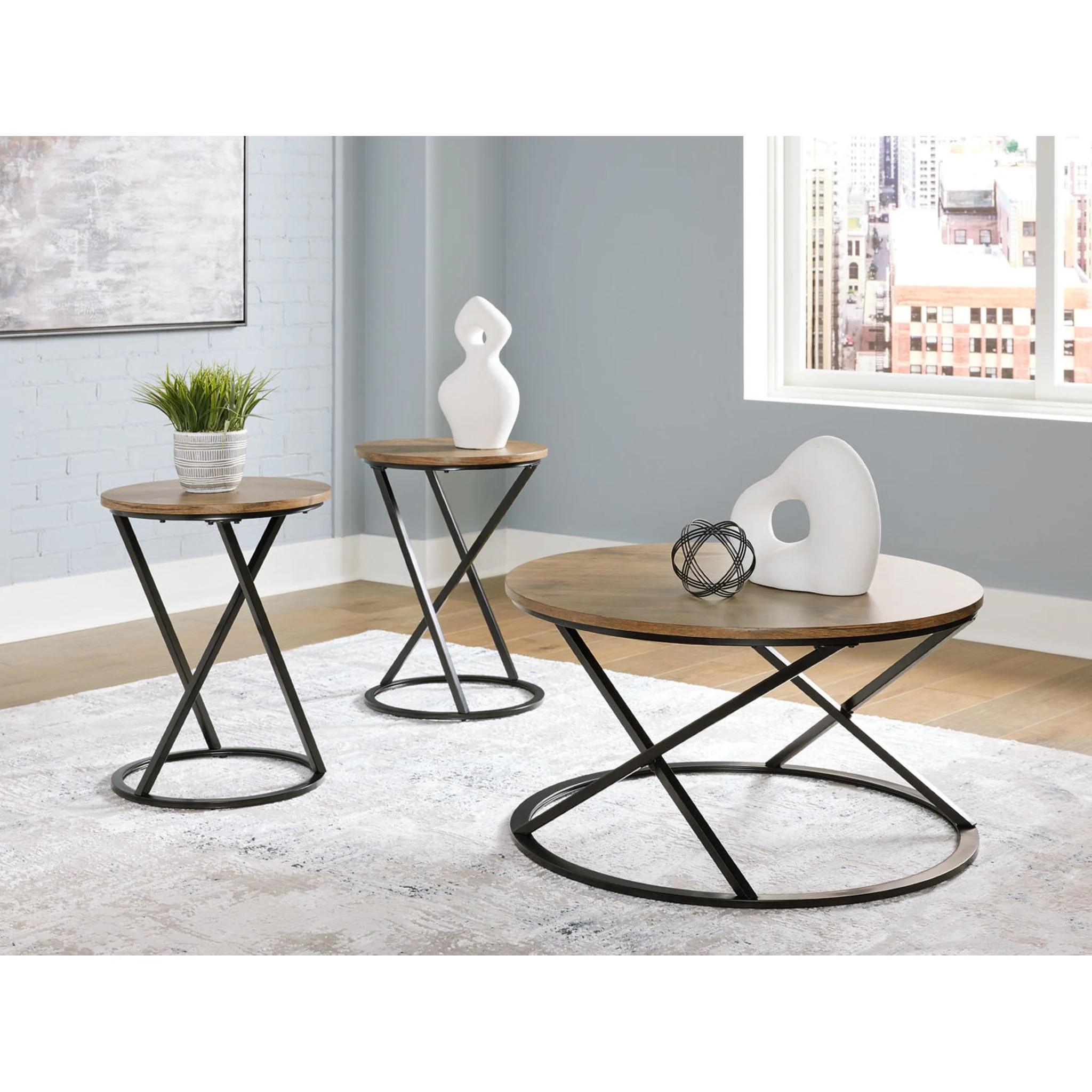 Cassbryn 3 Pack Tables - Brown/Black - Image 2