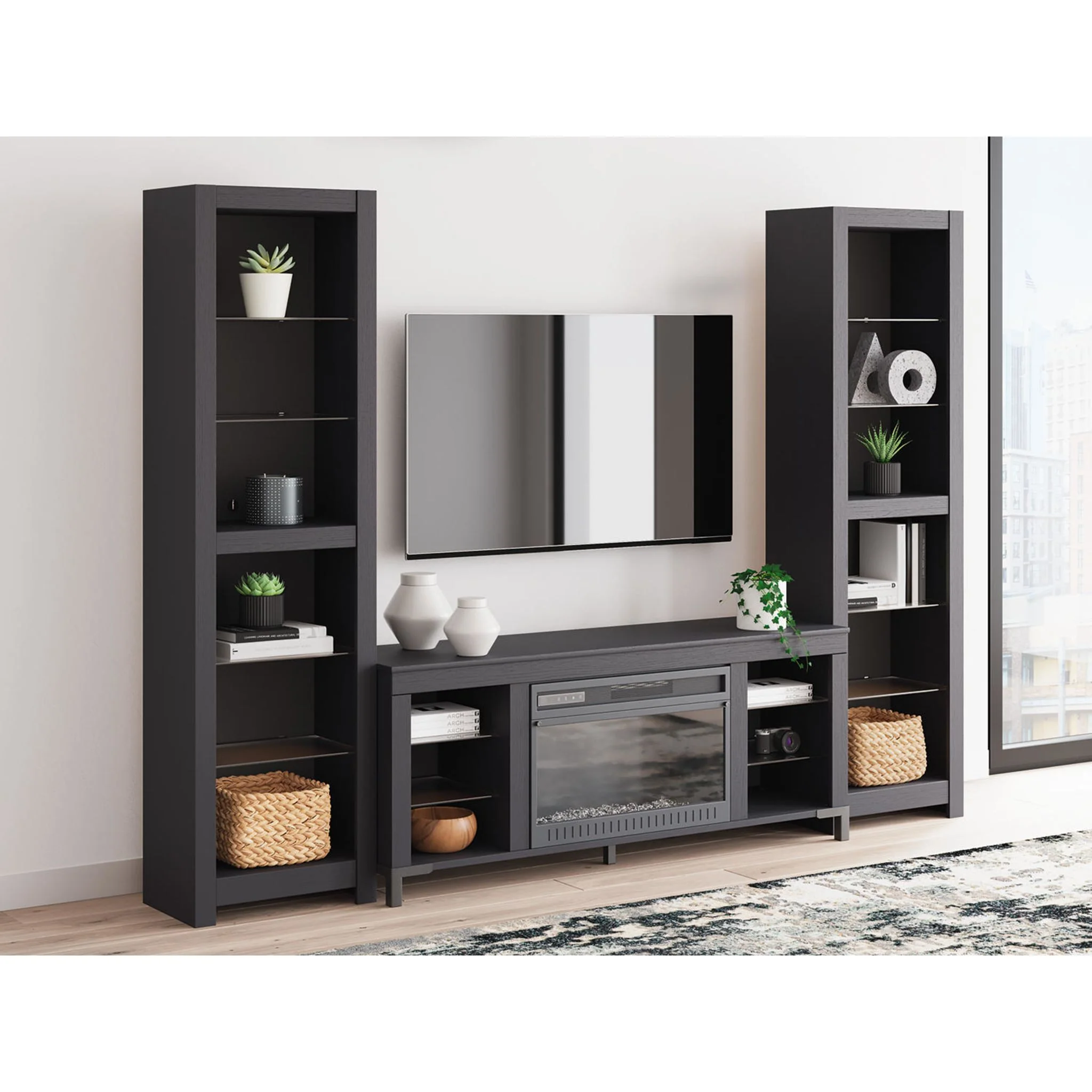 Cayberry Entertainment Unit with Fireplace - Black - Image 13