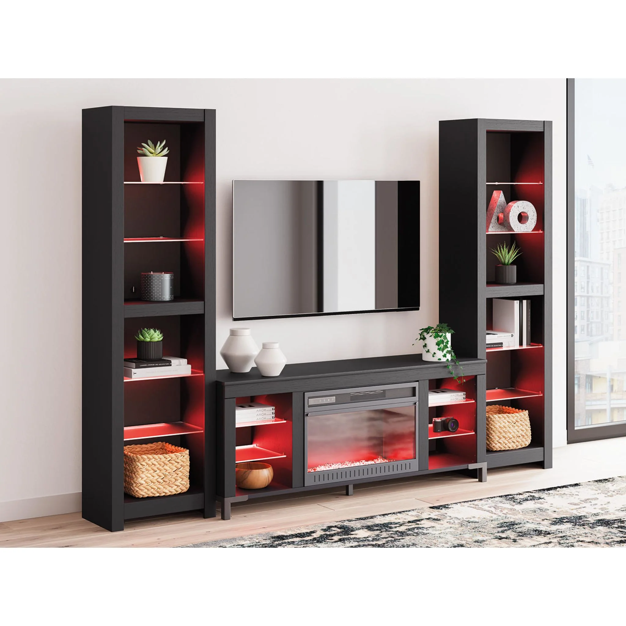 Cayberry Entertainment Unit with Fireplace - Black - Image 15