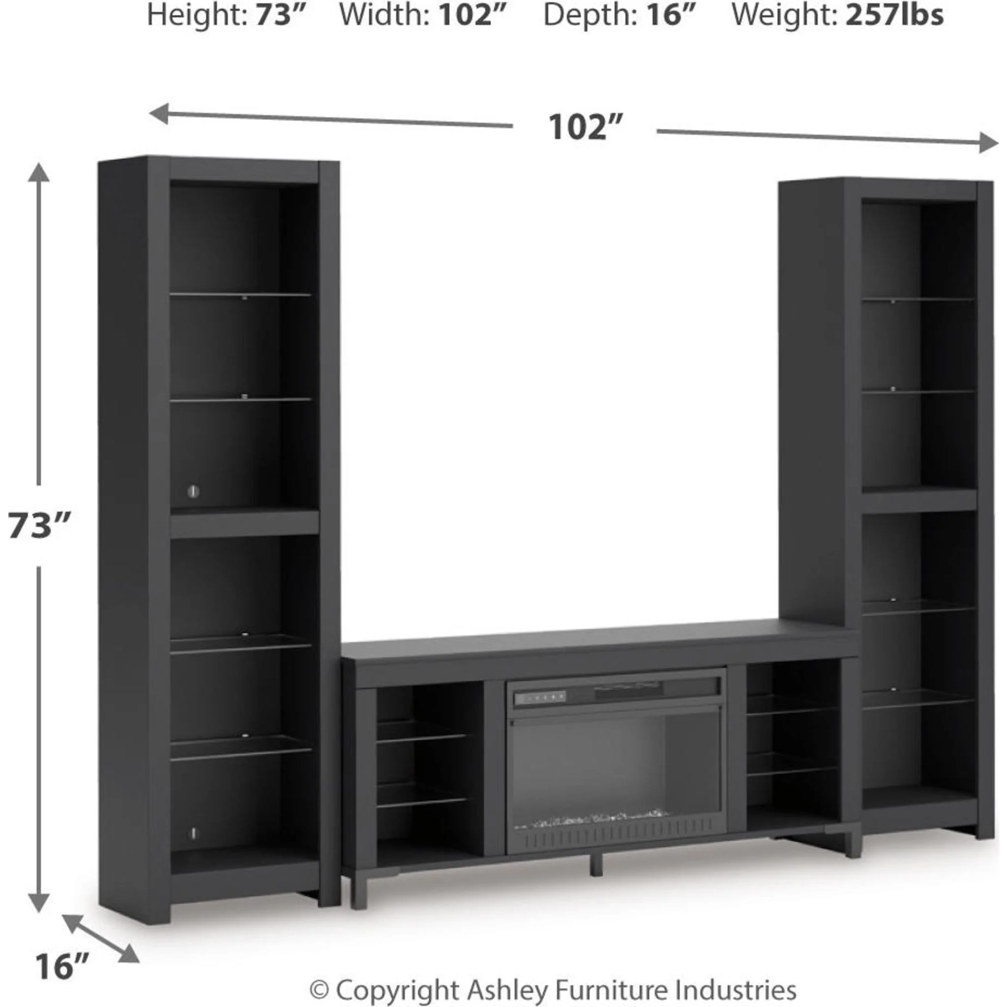 Cayberry Entertainment Unit with Fireplace - Black - Image 3