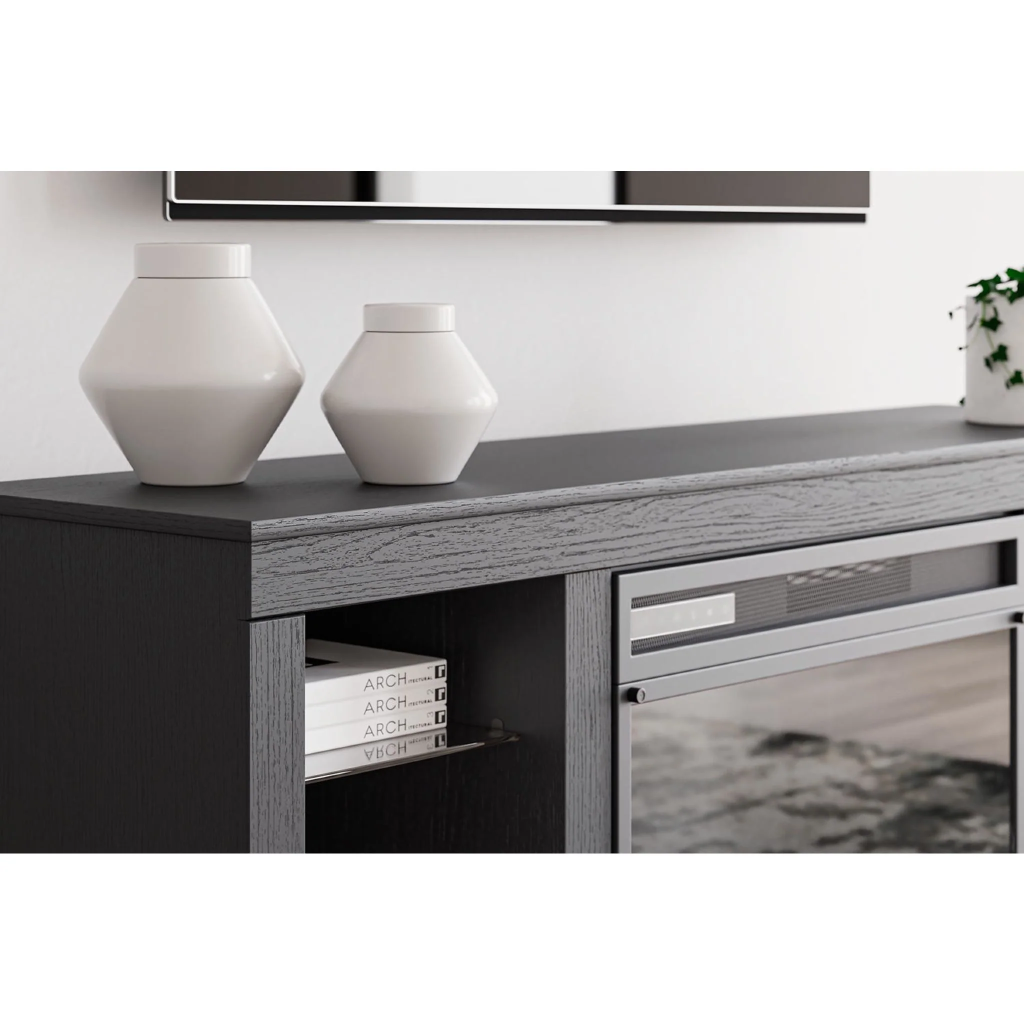 Cayberry TV Stand with Fireplace - Black - Image 10