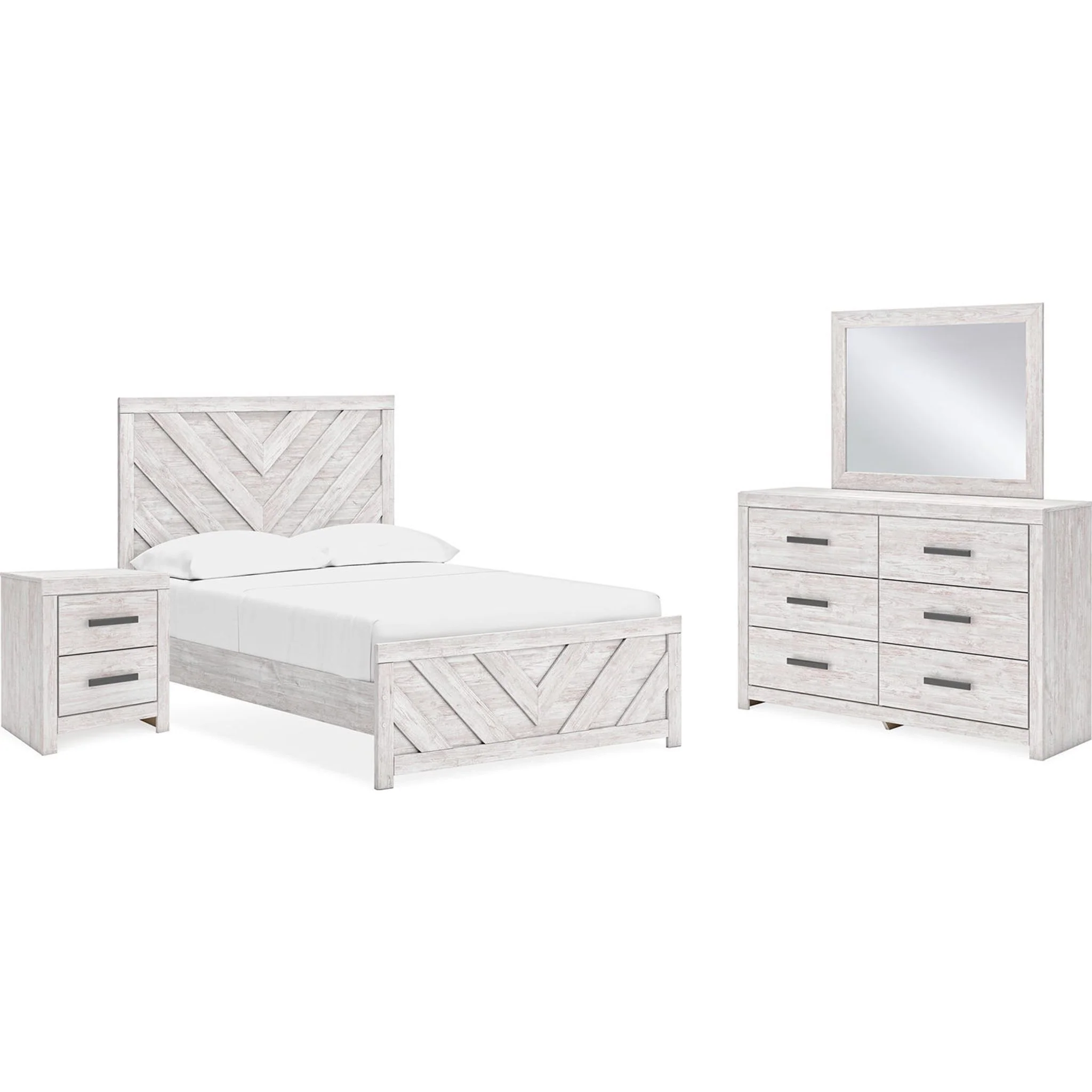 Cayboni 6 Piece Full Panel Bedroom - Whitewash - Image 3