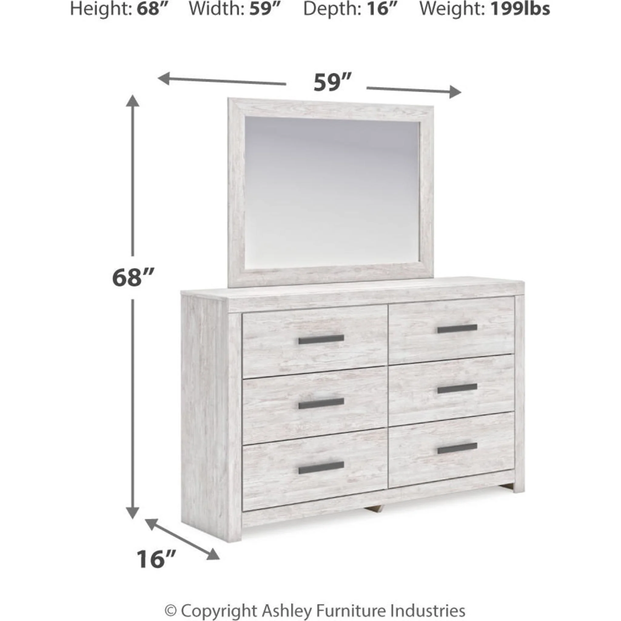 Cayboni 6 Piece Full Panel Bedroom - Whitewash - Image 8