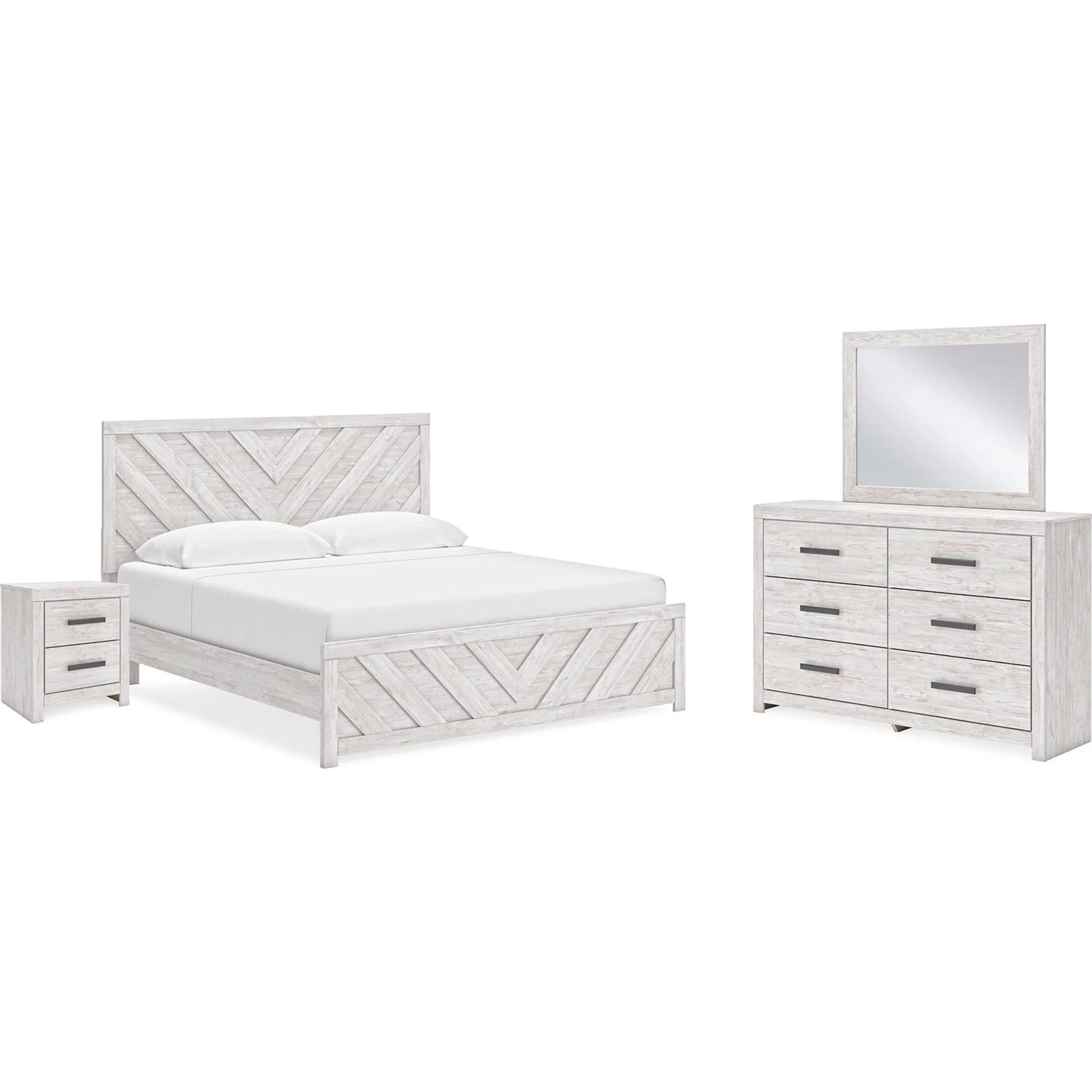 Cayboni 6 Piece King Panel Bedroom - Whitewash - Image 2