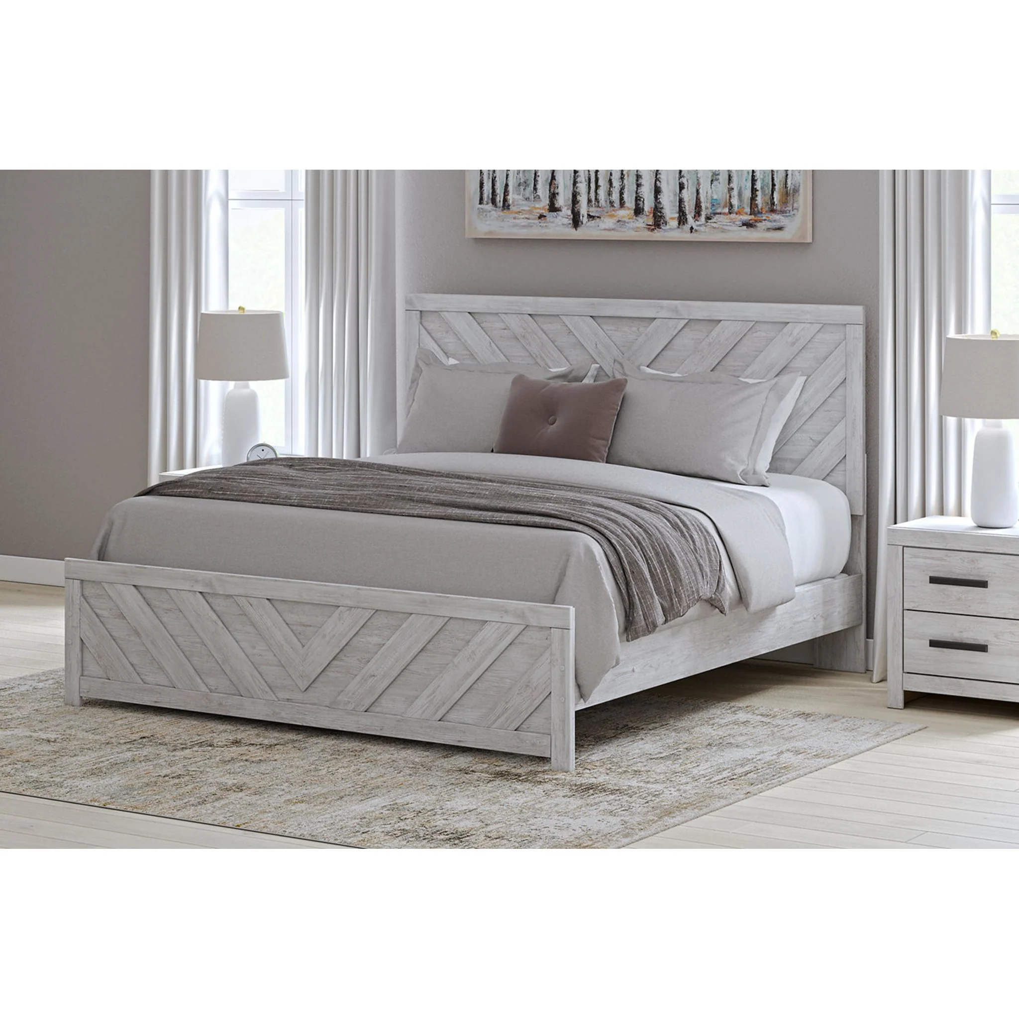 Cayboni 6 Piece King Panel Bedroom - Whitewash - Image 6