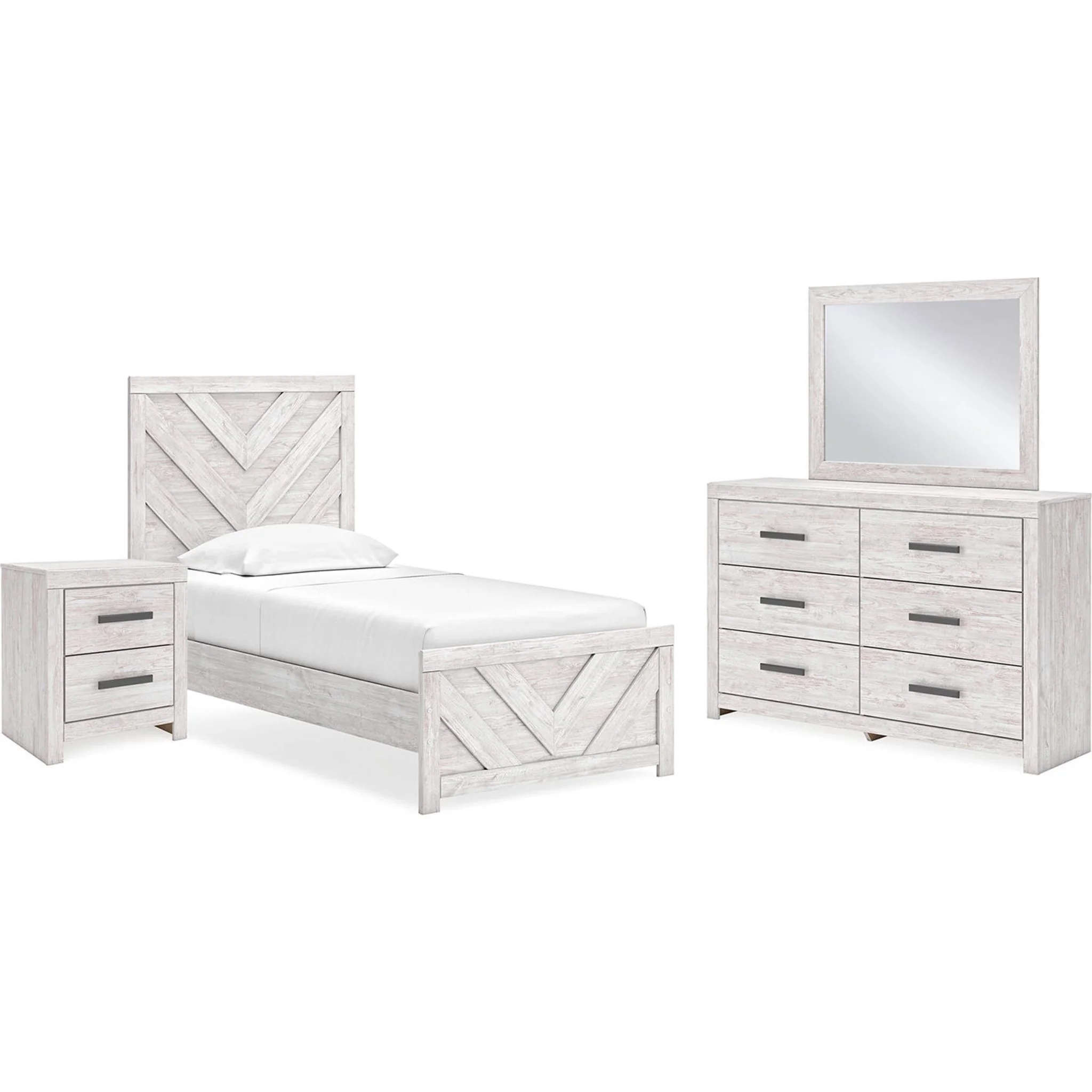 Cayboni 6 Piece Twin Panel Bedroom - Whitewash - Image 2
