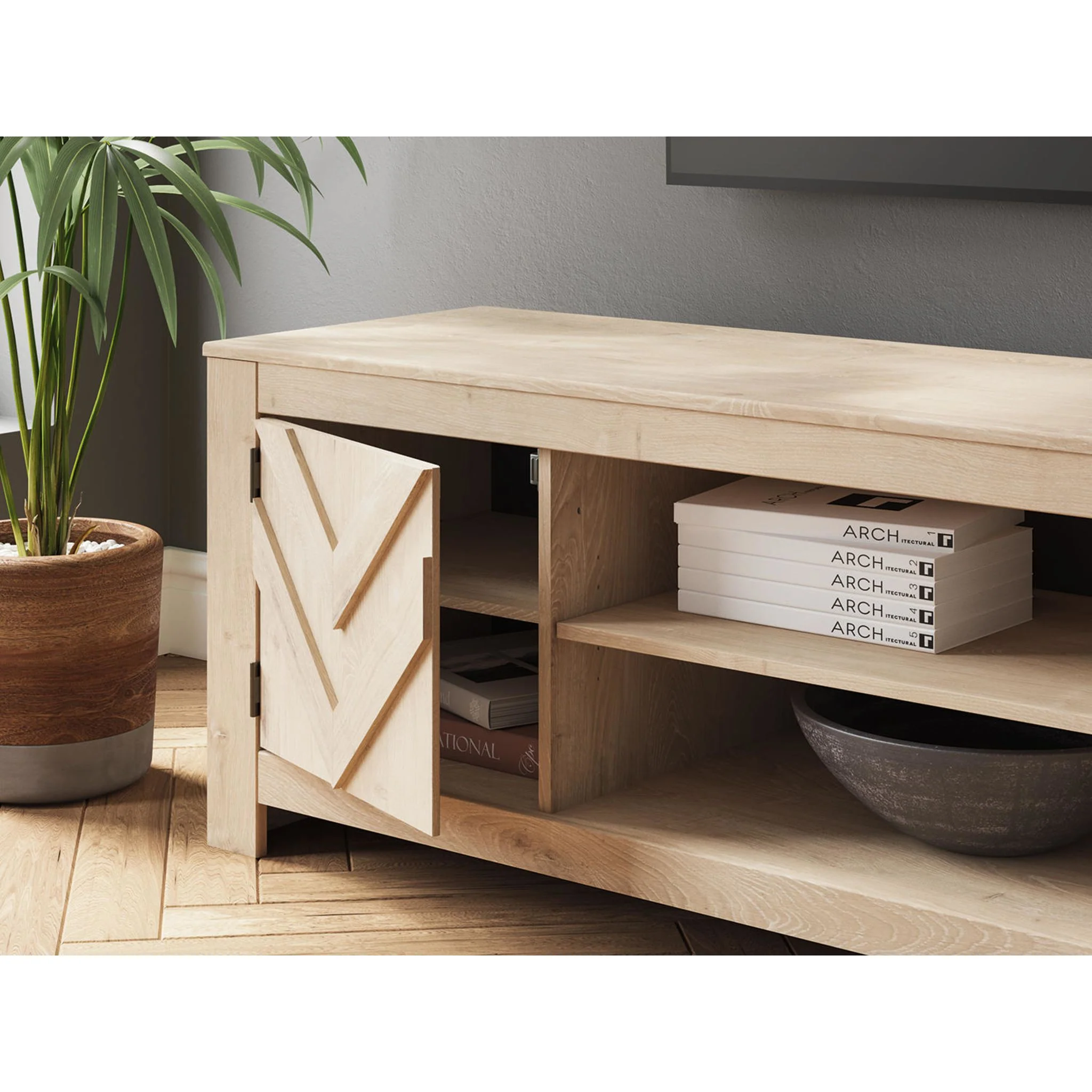 Cayboni TV Stand - Tan - Image 6
