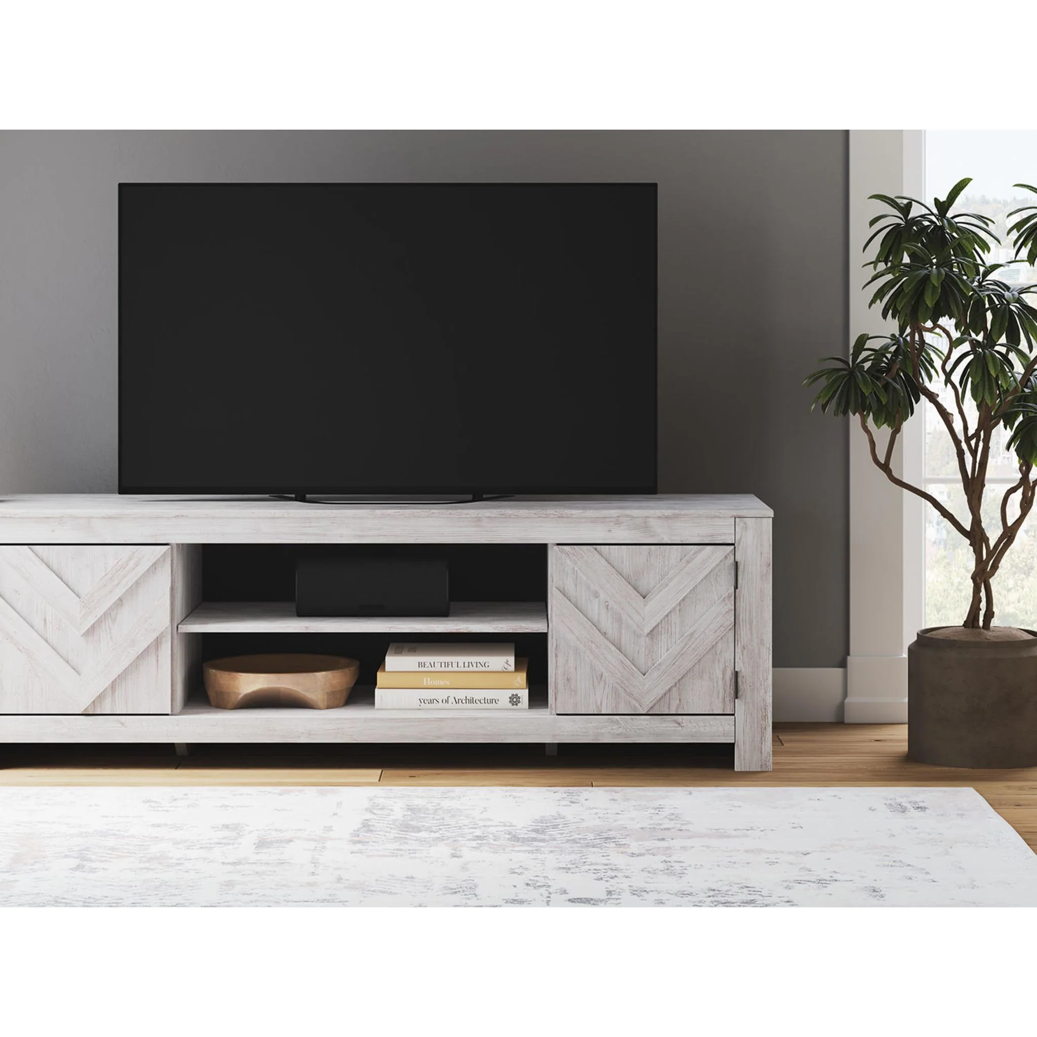 Cayboni TV Stand - Whitewash - Image 10